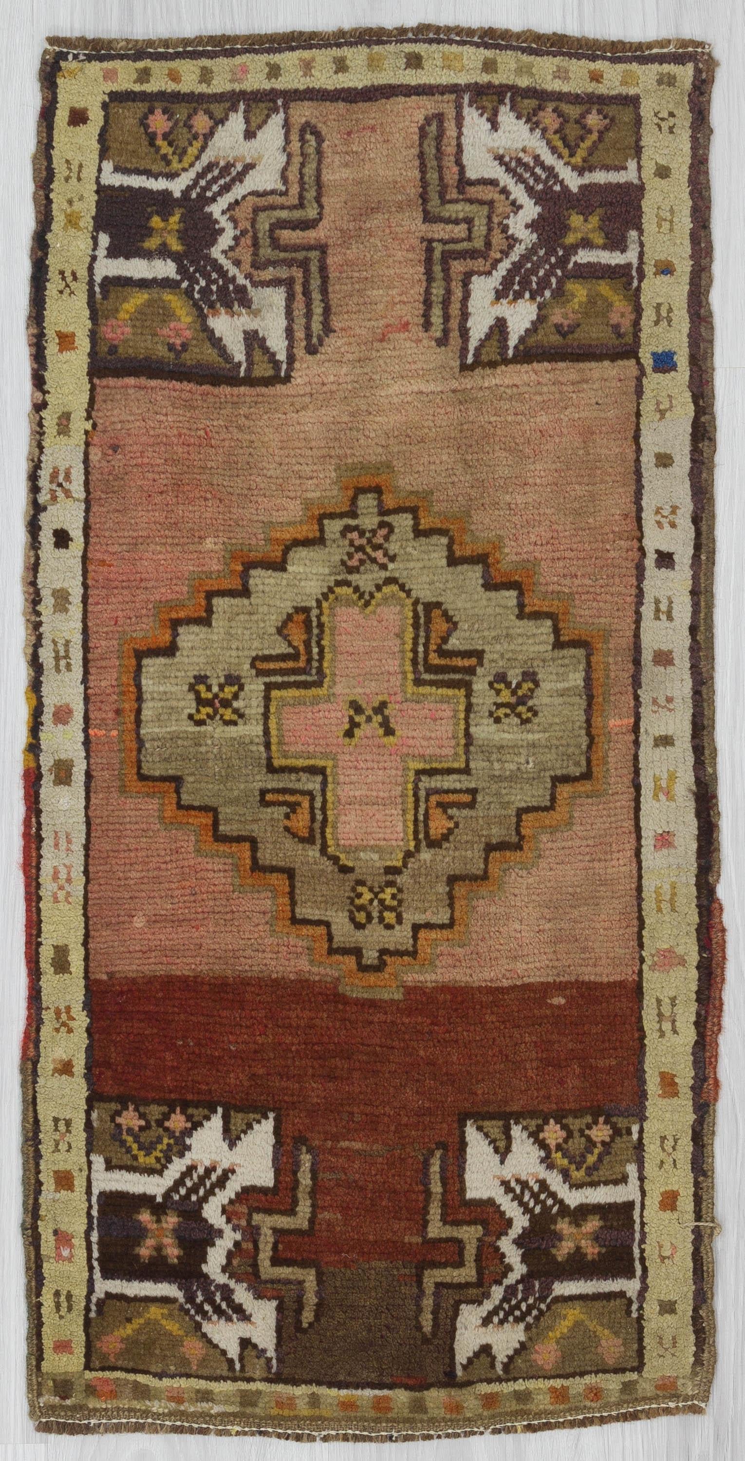 Geometric Vintage Turkish Mini Carpet