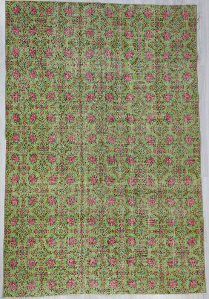 Green Vintage Turkish Floral Rug