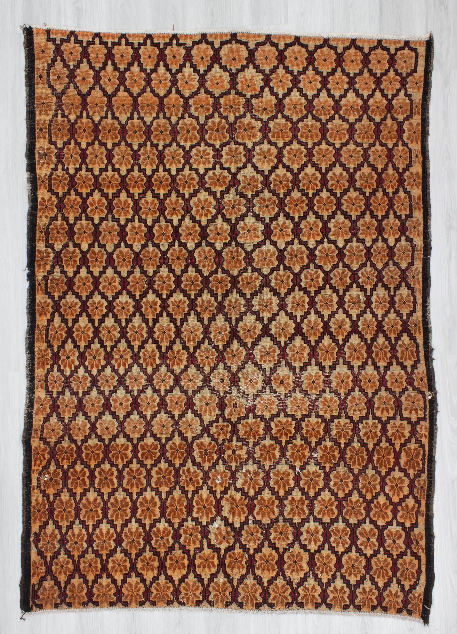 Hand-knotted vintage decorative modern Turkish area rug