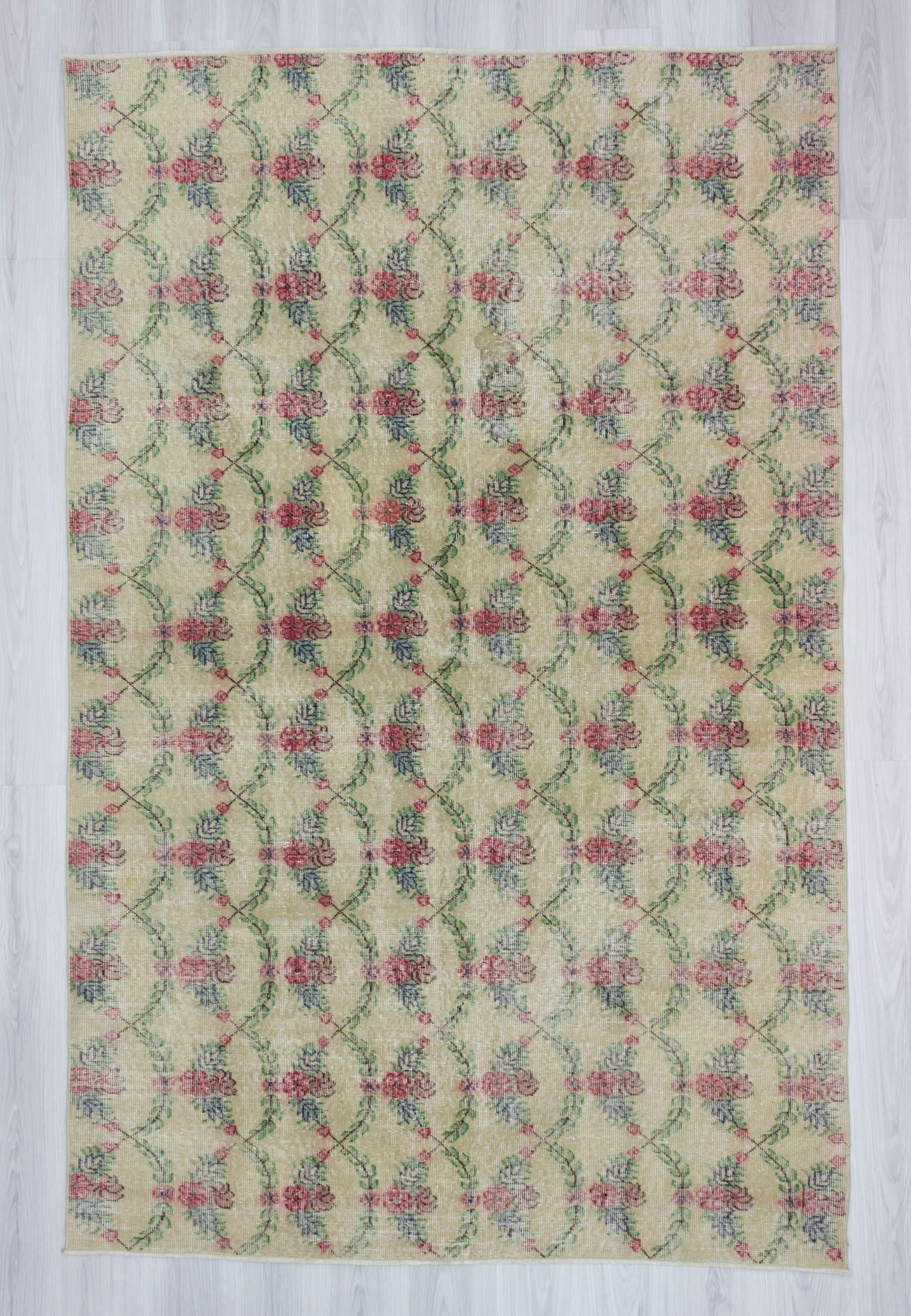 Hand knotted vintage decorative modern Turkish art deco rug
