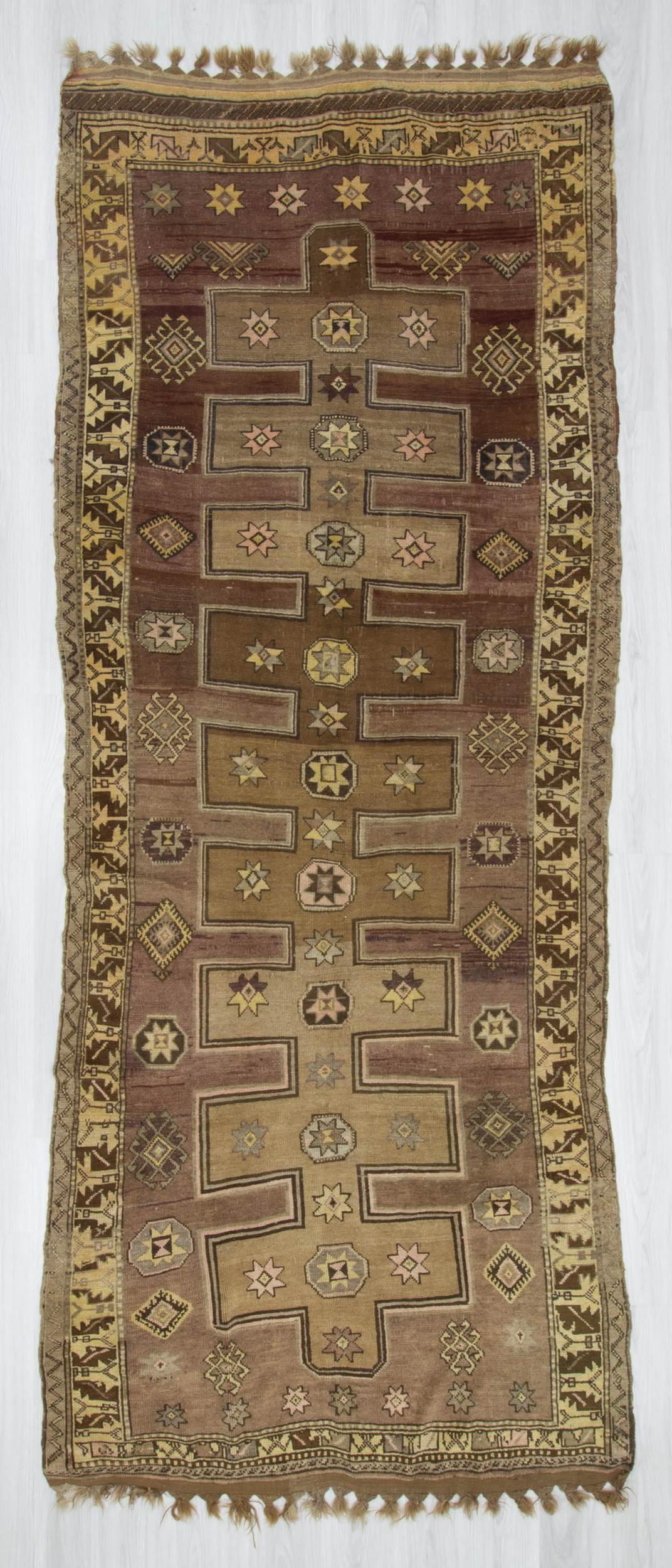 Hand knotted vintage decorative Turkish rug