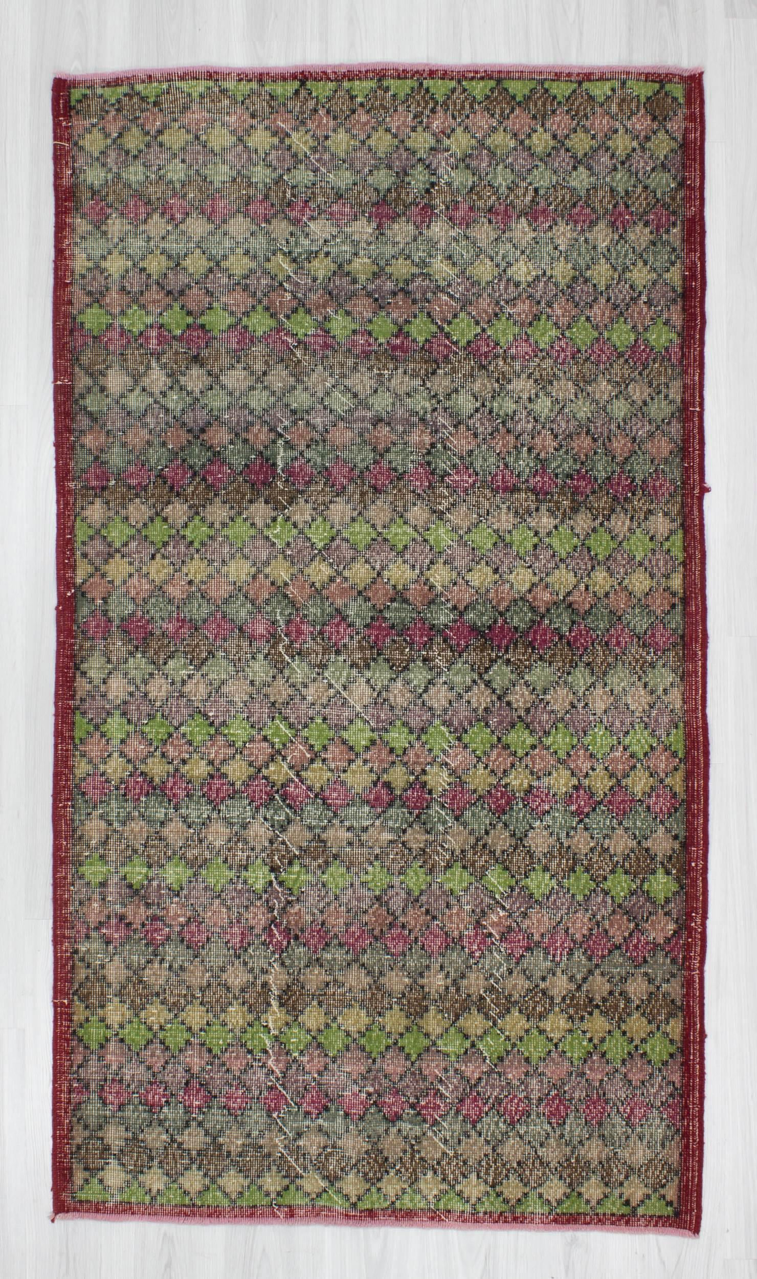 Hand-knotted vintage decorative Turkish art deco rug