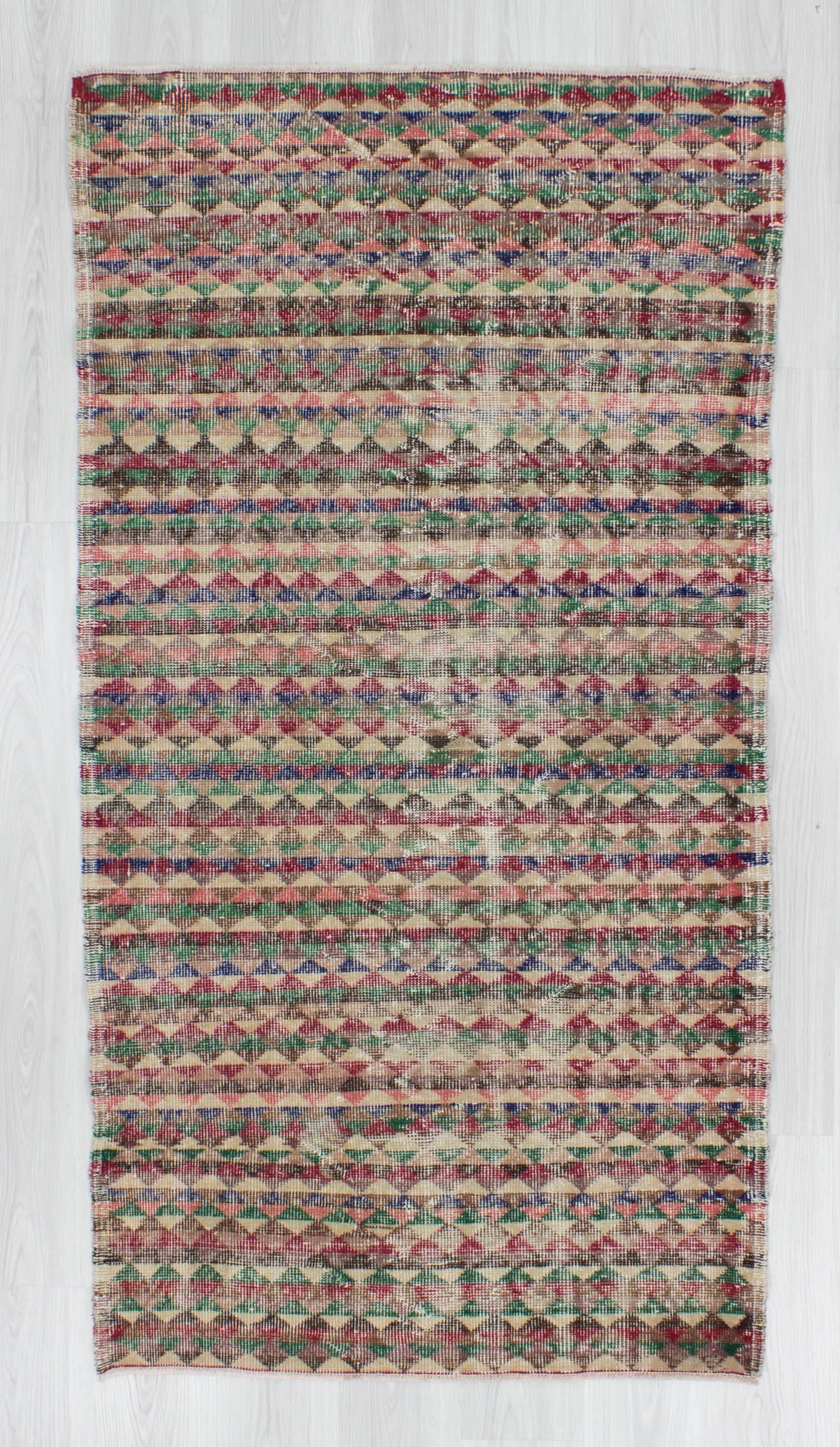 Hand-knotted vintage decorative Turkish art deco rug