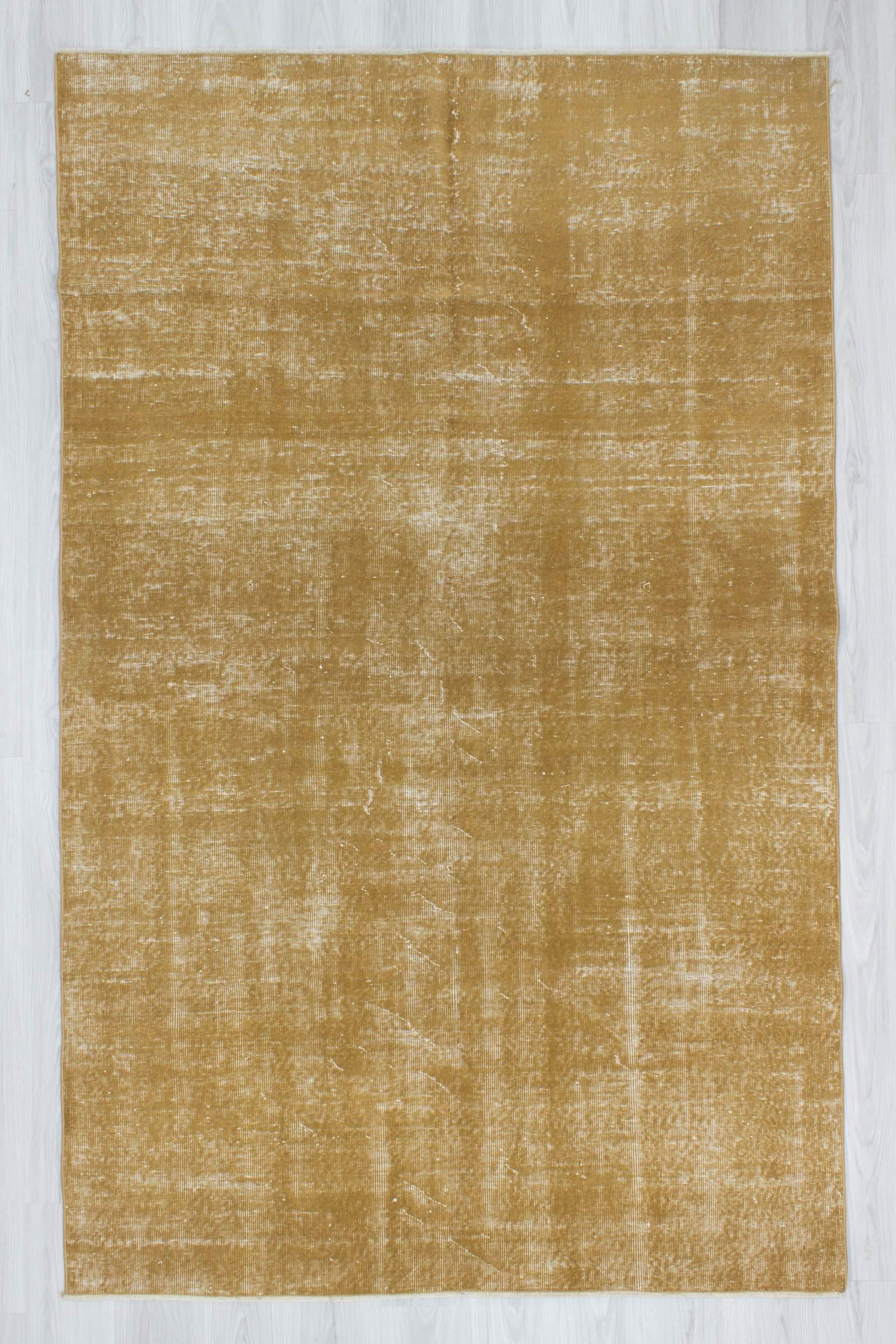 Hand-knotted vintage decorative yellow Turkish area rug