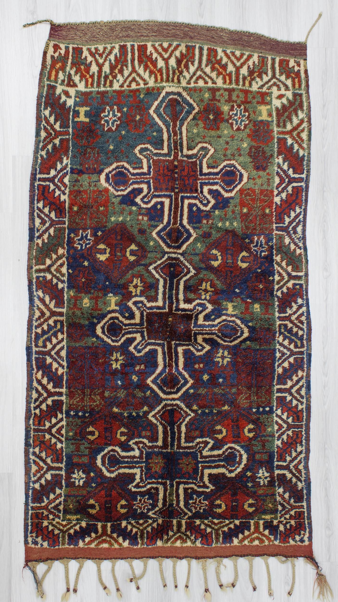 Handknotted antique colorful naturel dyed Turkish rug