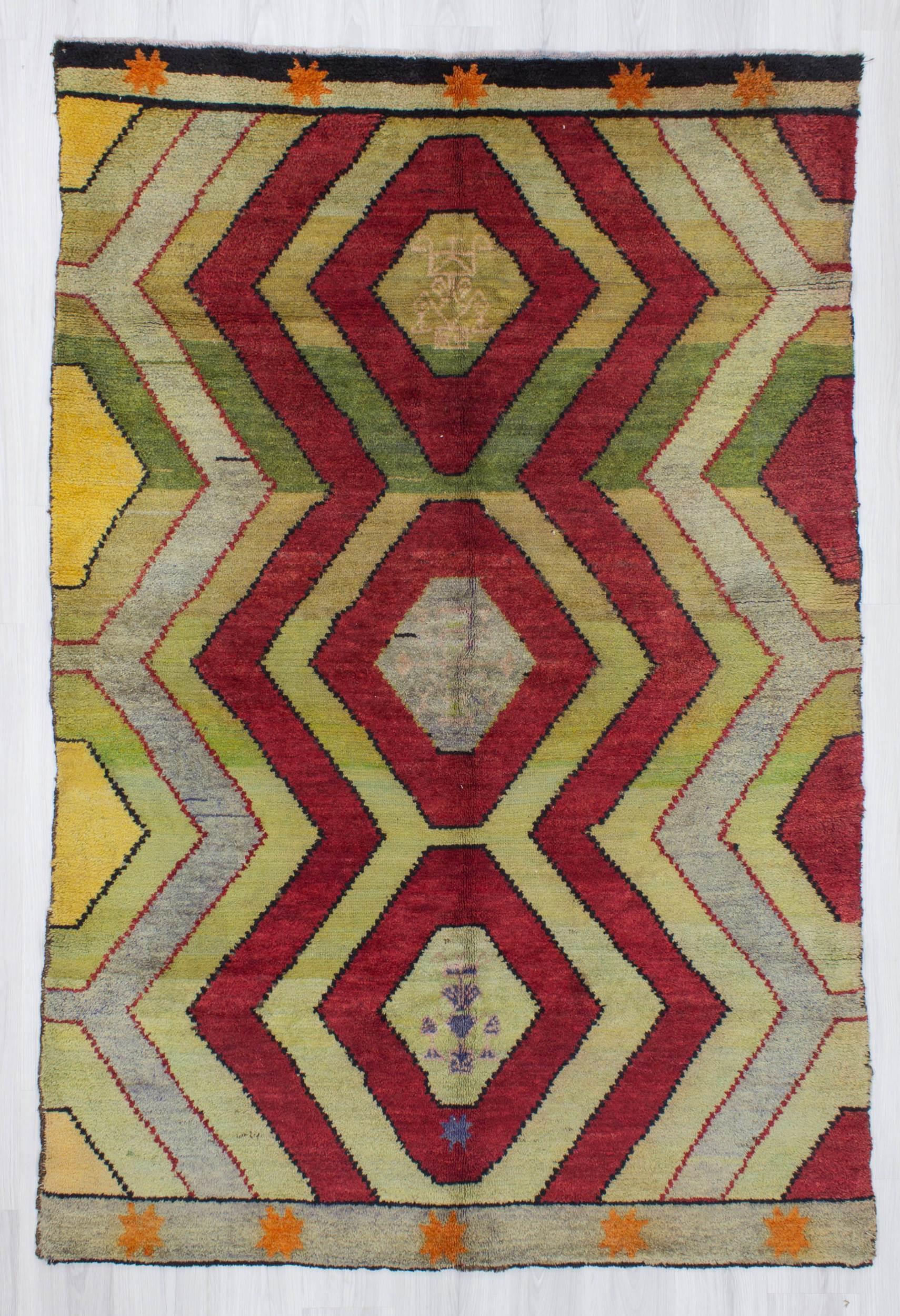 Handknotted vintage decorative modern Turkish rug