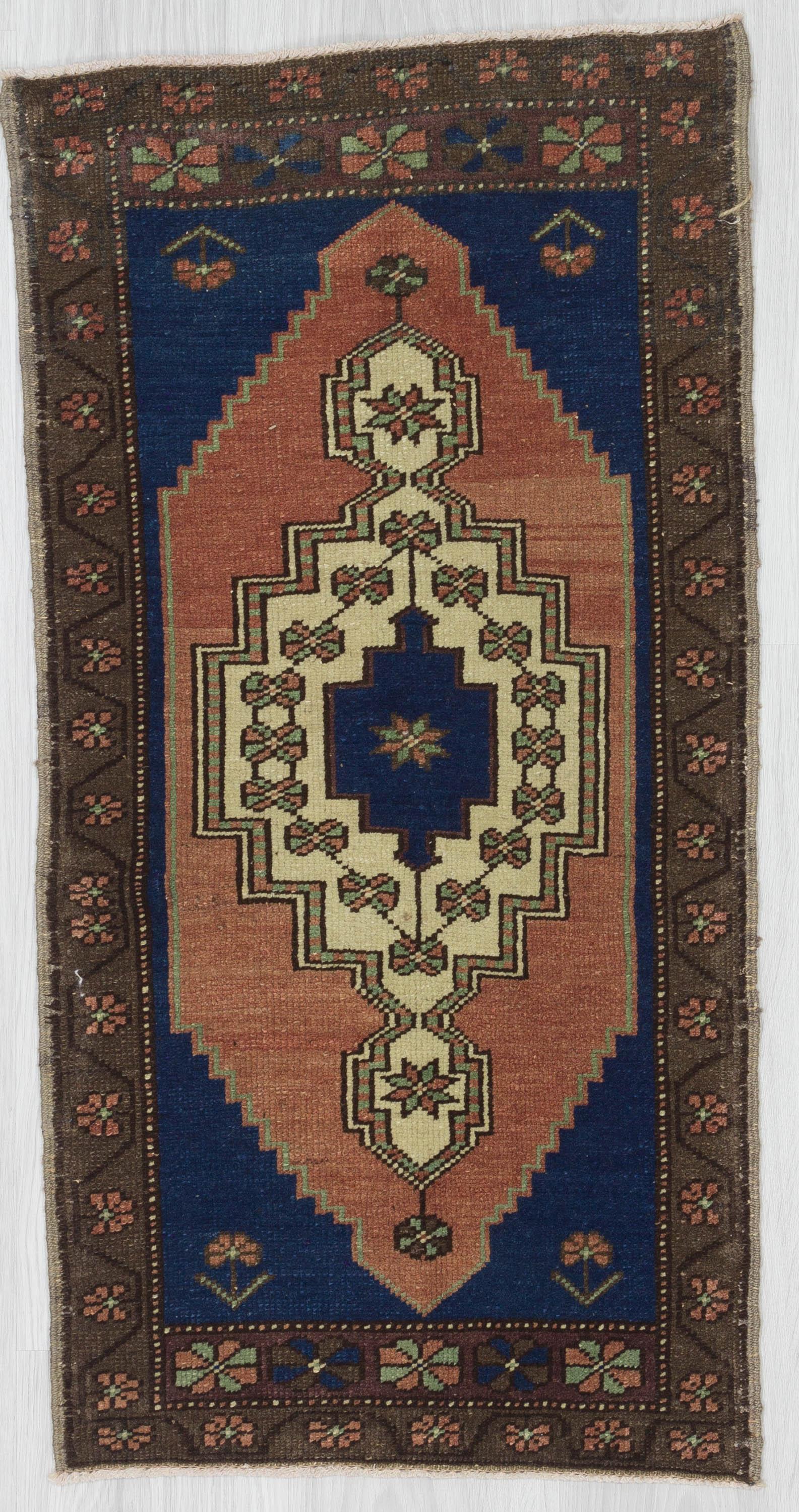 Handknotted Vintage Mini Turkish Carpet