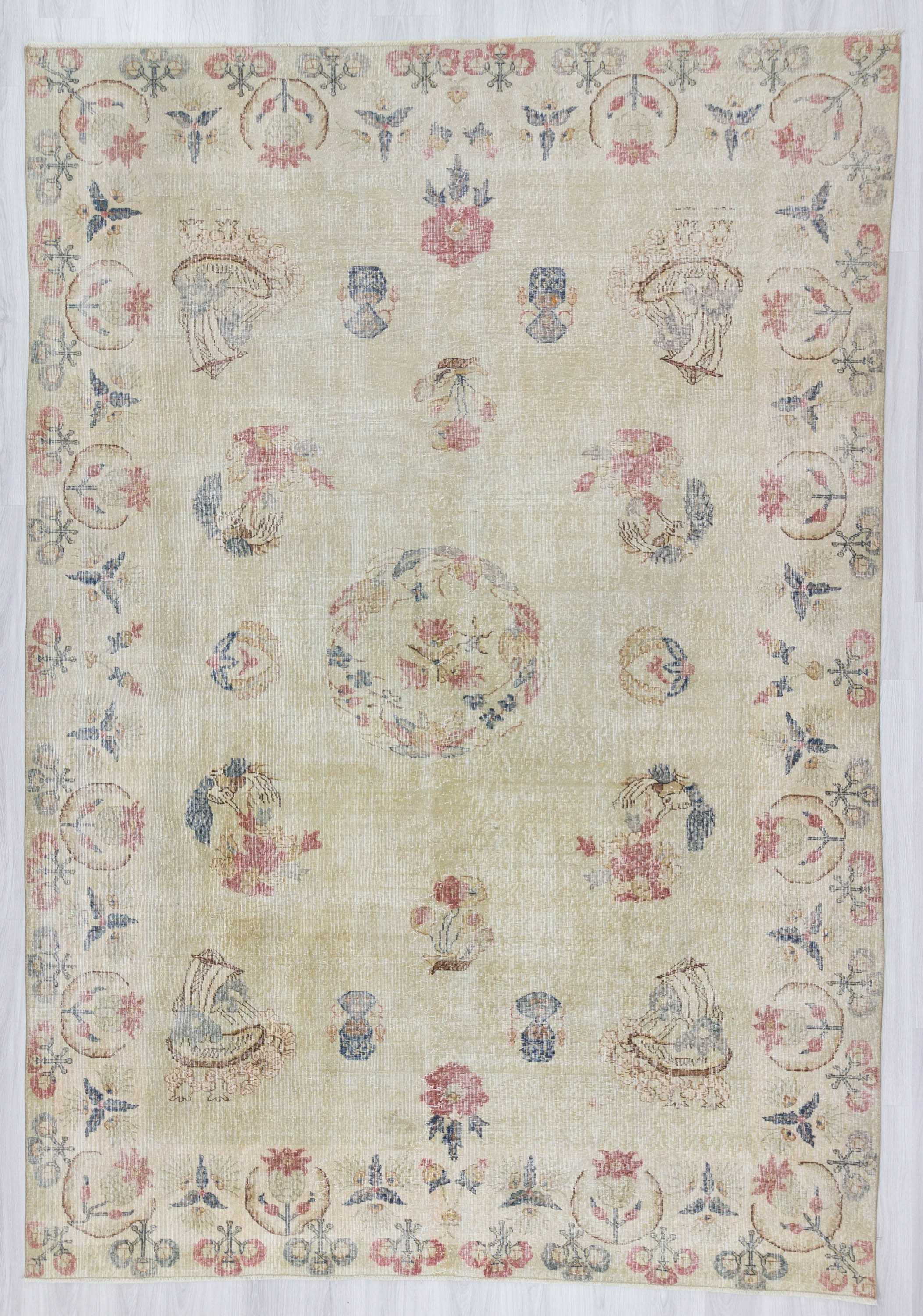 Large vintage Turkish Oushak rug