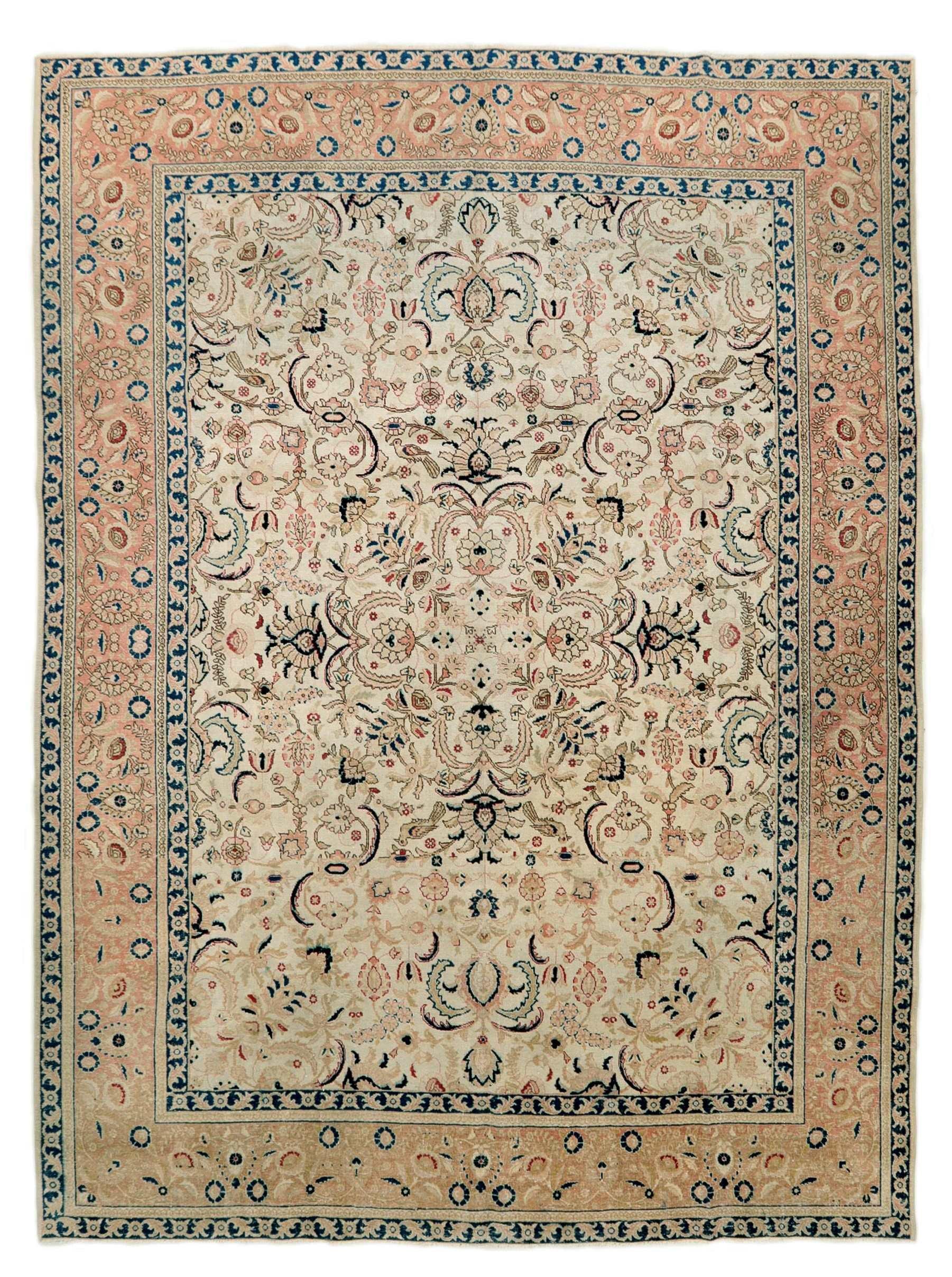 Large Vintage Washed Out Tabriz Rug - 9`4'' x 12`1''