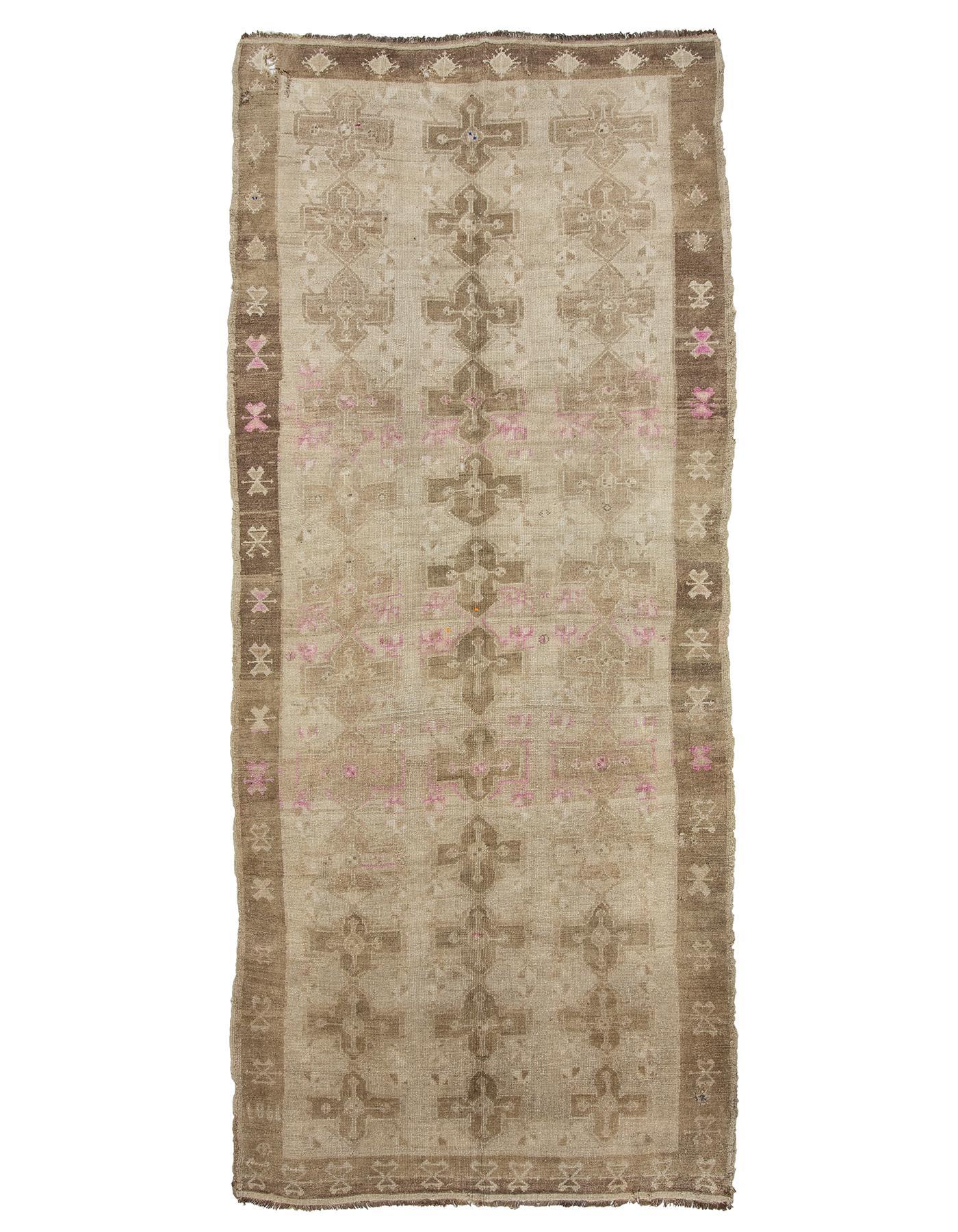 Large Washed Out Vintage Turkish Kars Rug - 6`4'' x 14`9''