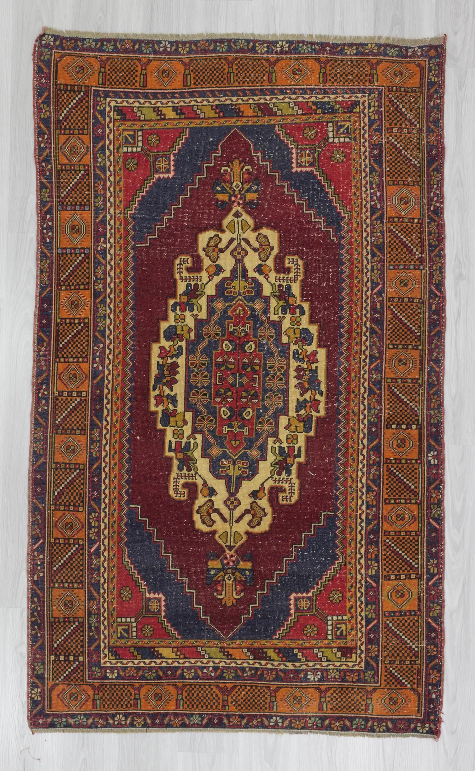 Mid century handknotted Turkish Konya area rug