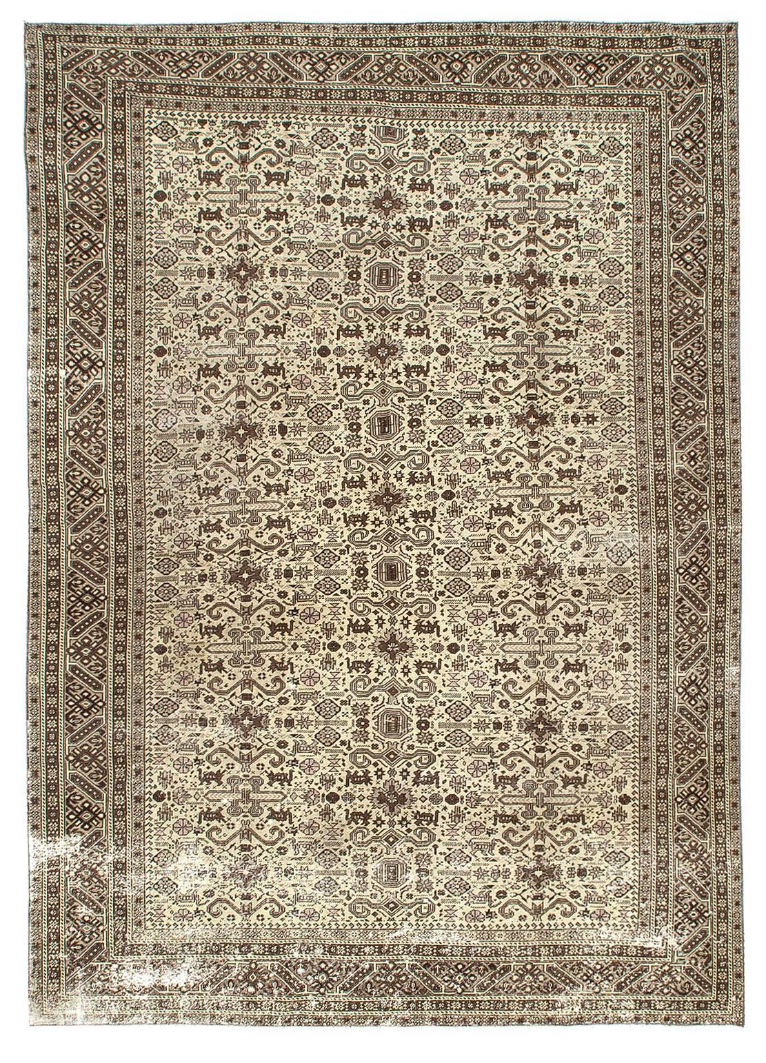 Neutral Vintage Turkish Kaisari Rug - 6`8'' x 9`4''