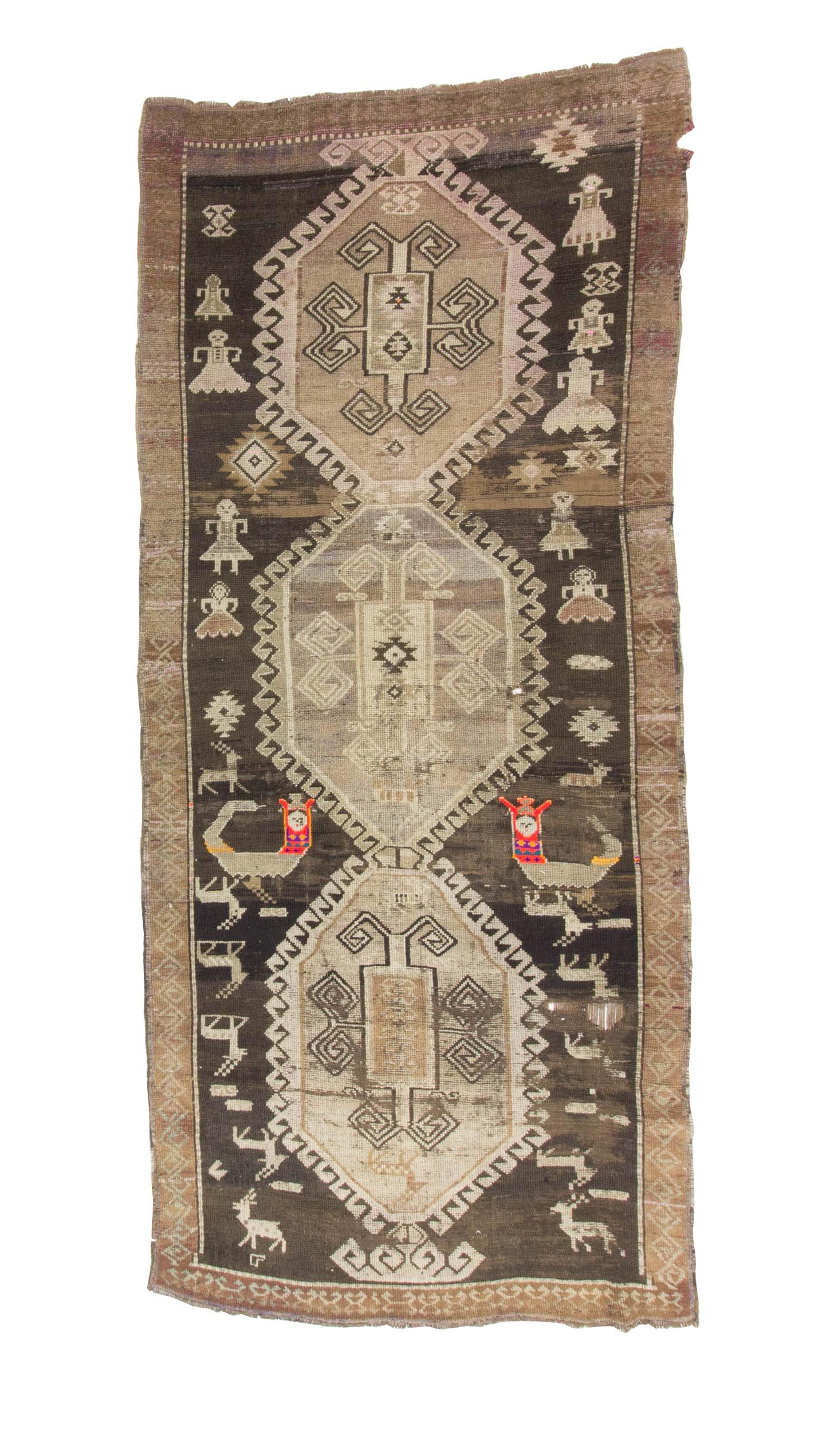 One Of A Kind Vintage Turkish Kars Rug