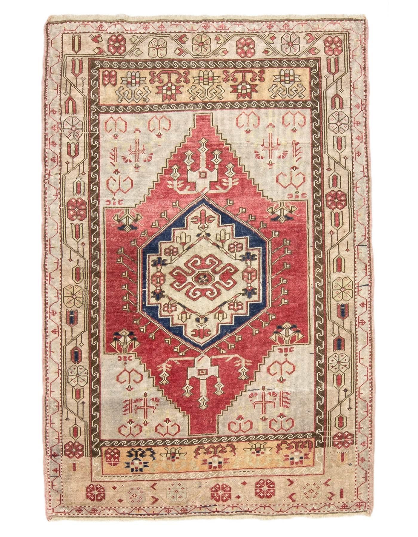 One Of A Kind Vintage Turkish Rug - 4`2'' x 6`1''