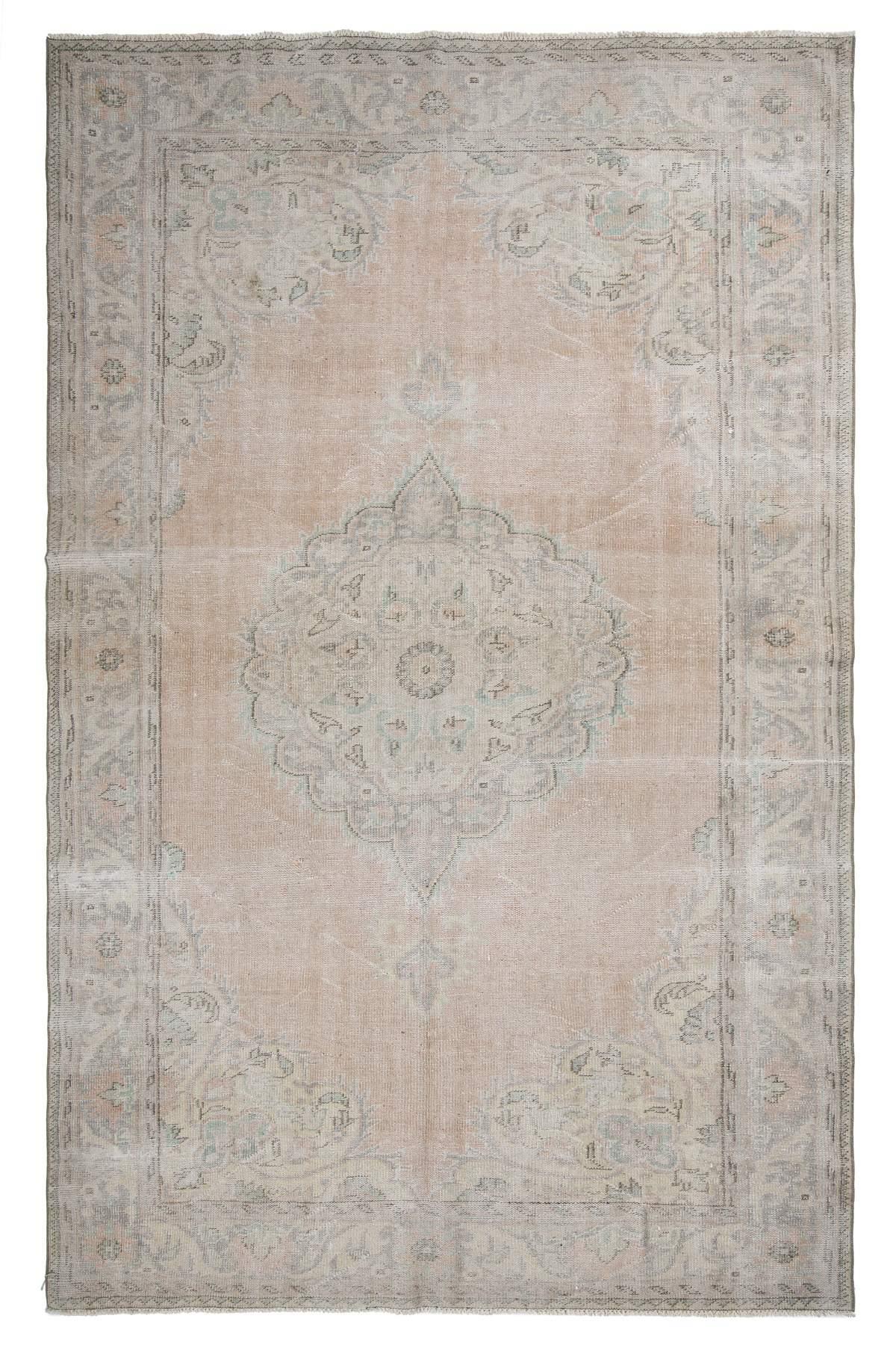 One of a Kind Vintage Washed Out Oushak Rug