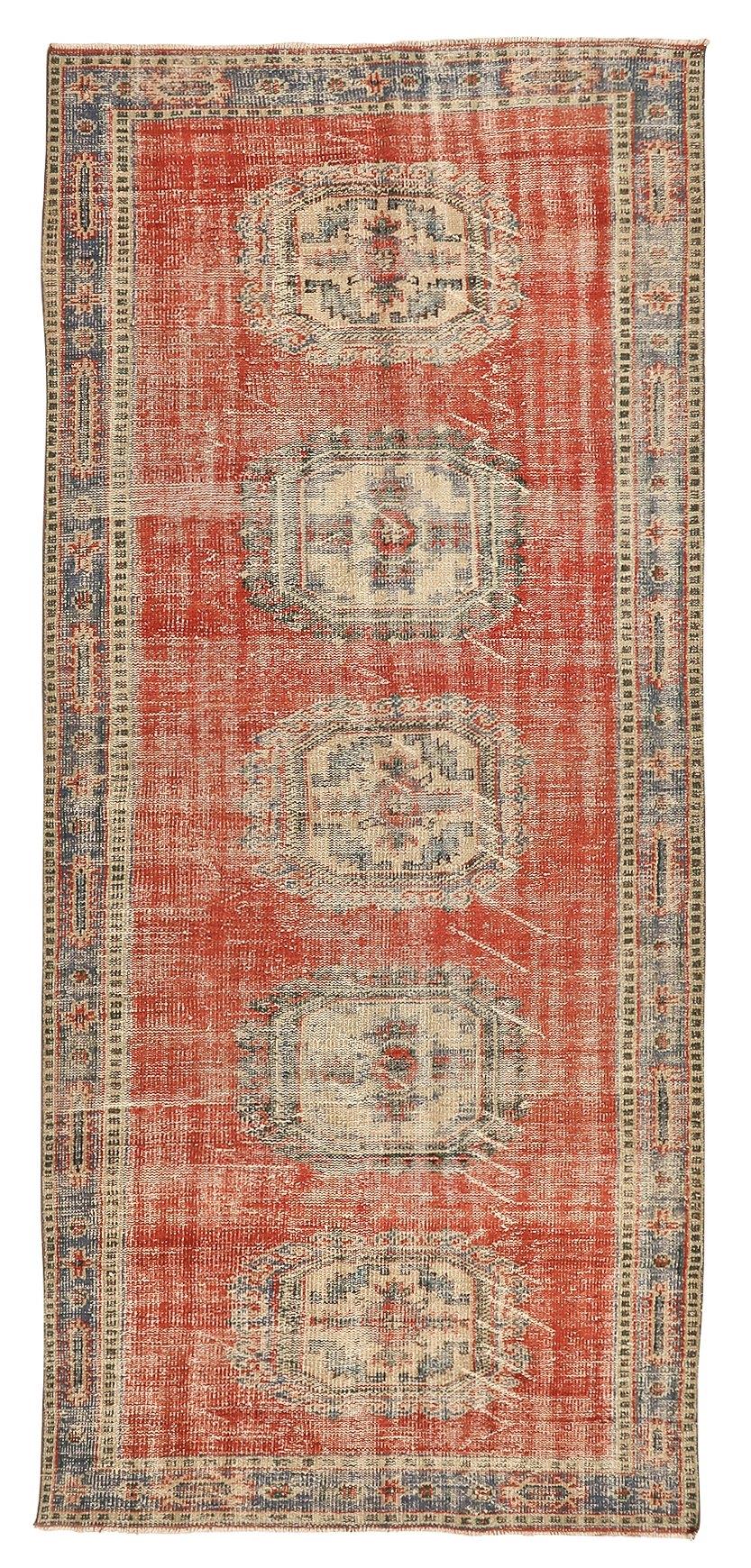 Red Distressed Vintage Oushak Rug - 4`9'' x 11`1''