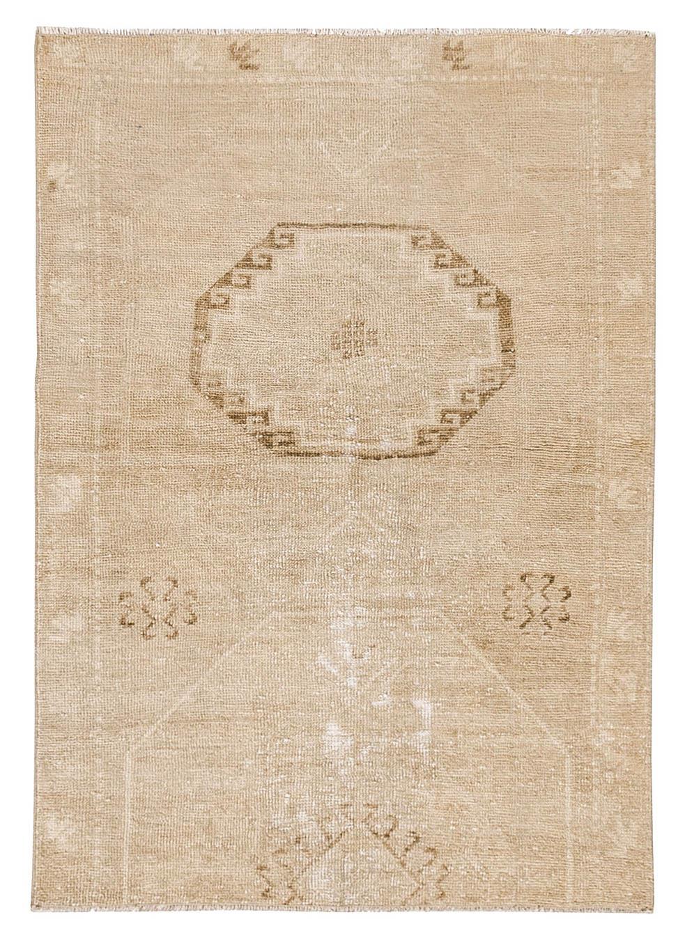 Small Vintage Washed Out Wool Rug - 3`6'' x 4`11''