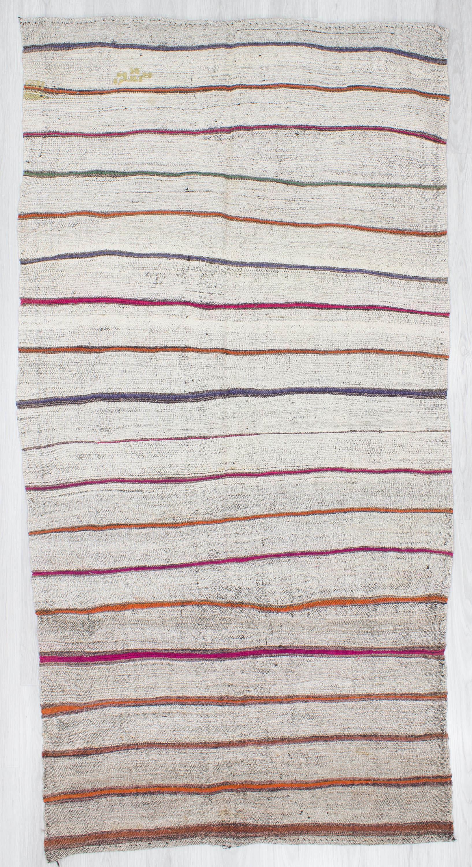 Striped Vintage Decorative Turkish Kilim Rug