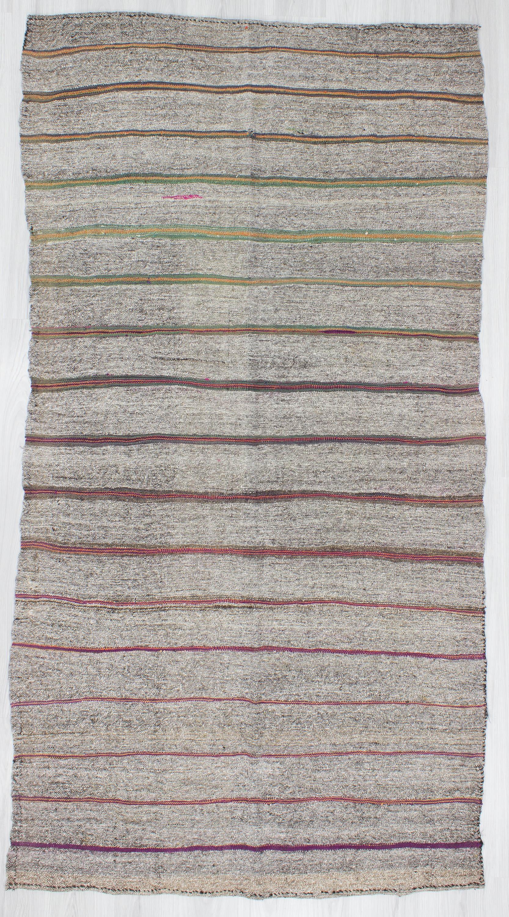 Striped Vintage Gray Kilim Rug