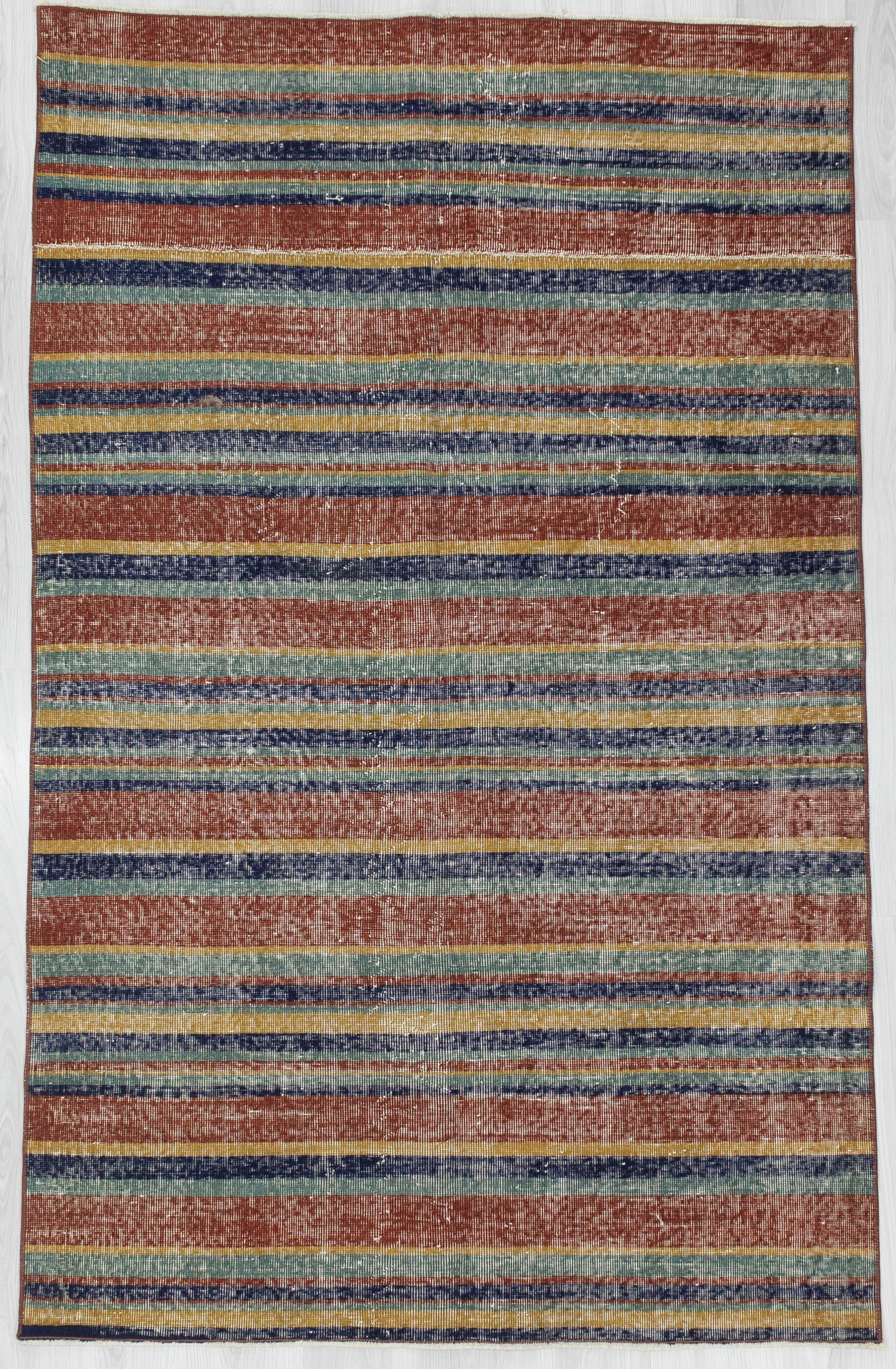 Striped Vintage Turkish Art Deco Rug