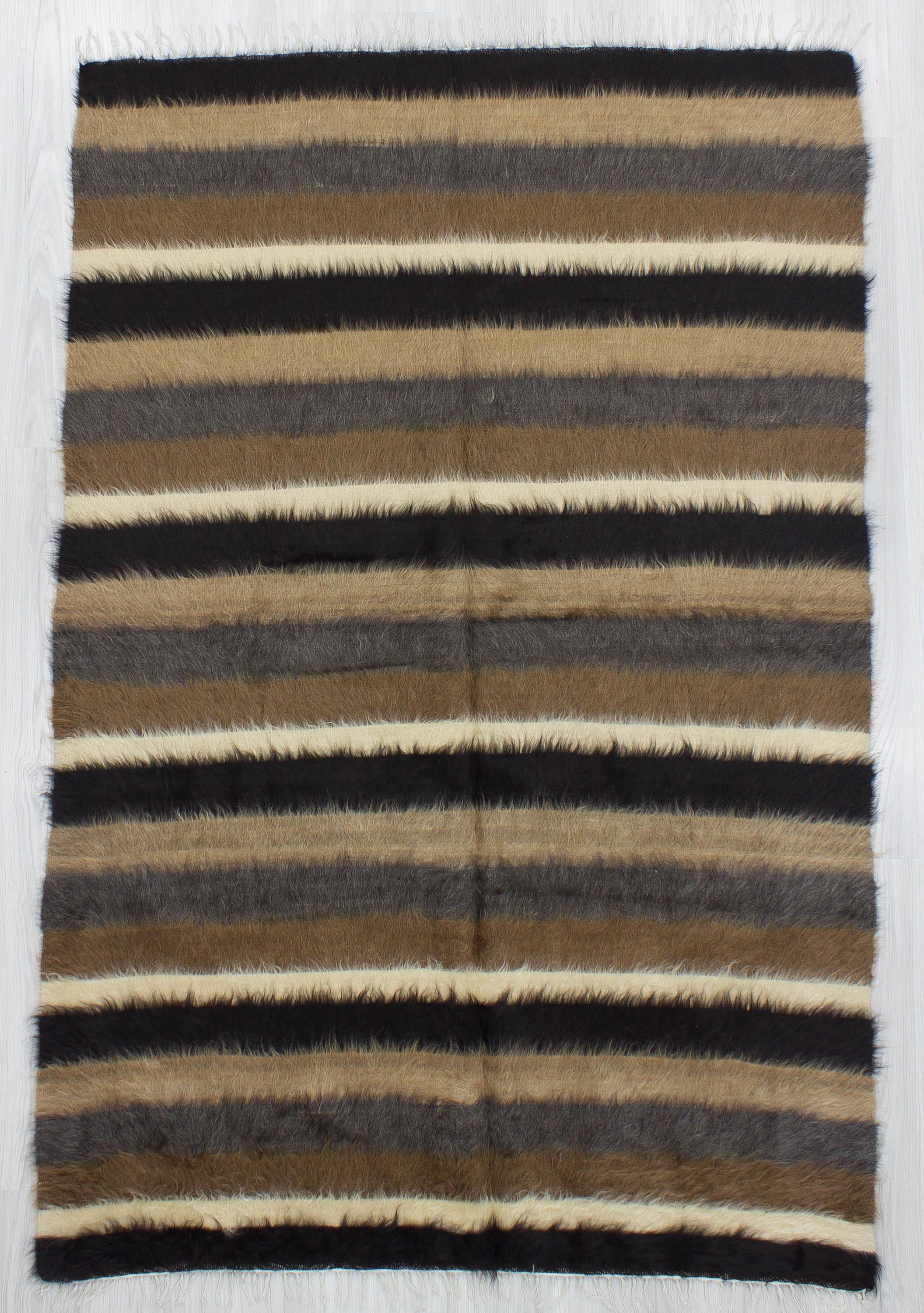 Striped Vintage Turkish Blanket Kilim Rug