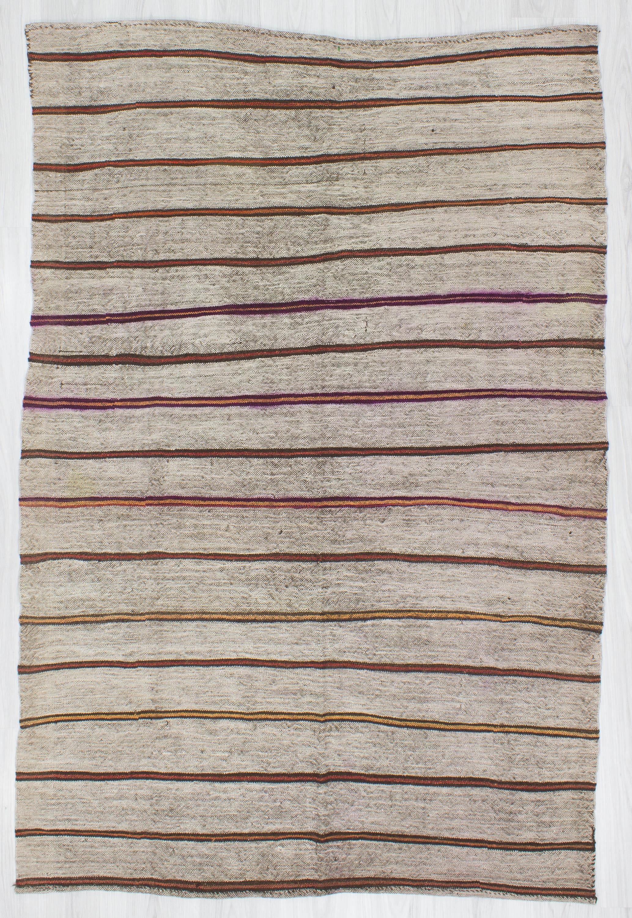 Striped Vintage Turkish Kilim Rug