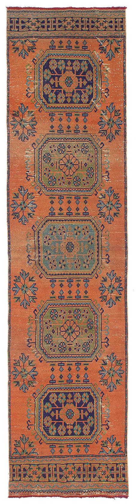 Turkish Vintage Decorative Runner Rug - 2`11'' x 11`5''