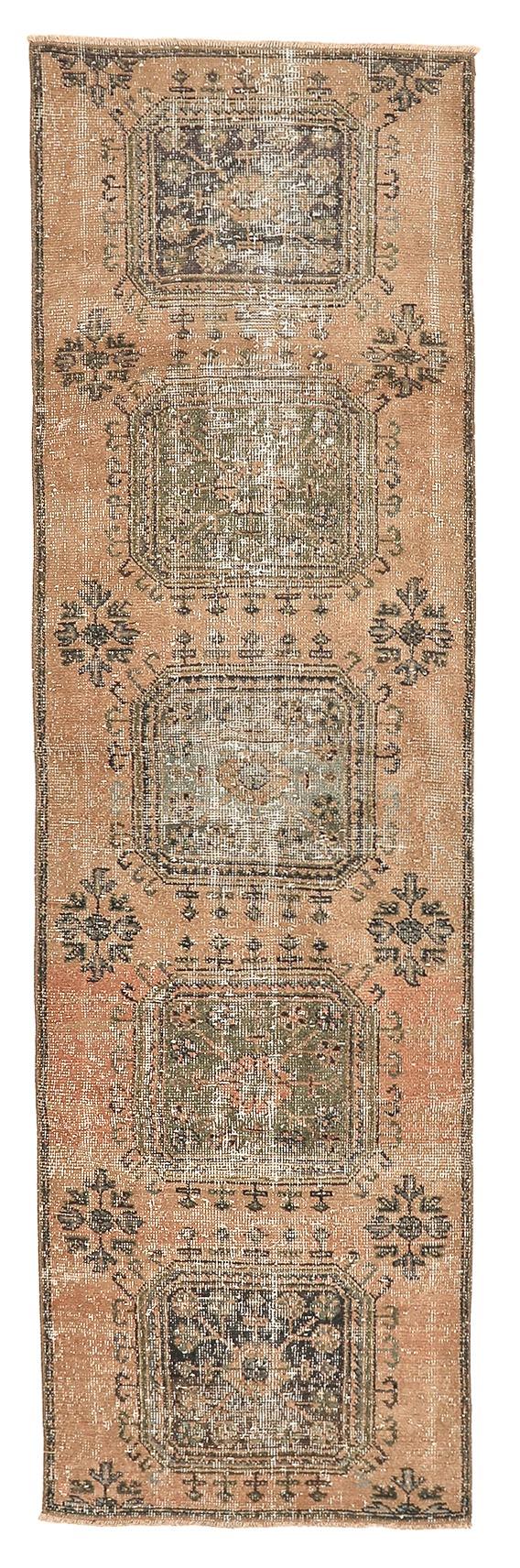 Turkish Vintage Oushak Runner Rug - 2`10'' x 9`10''