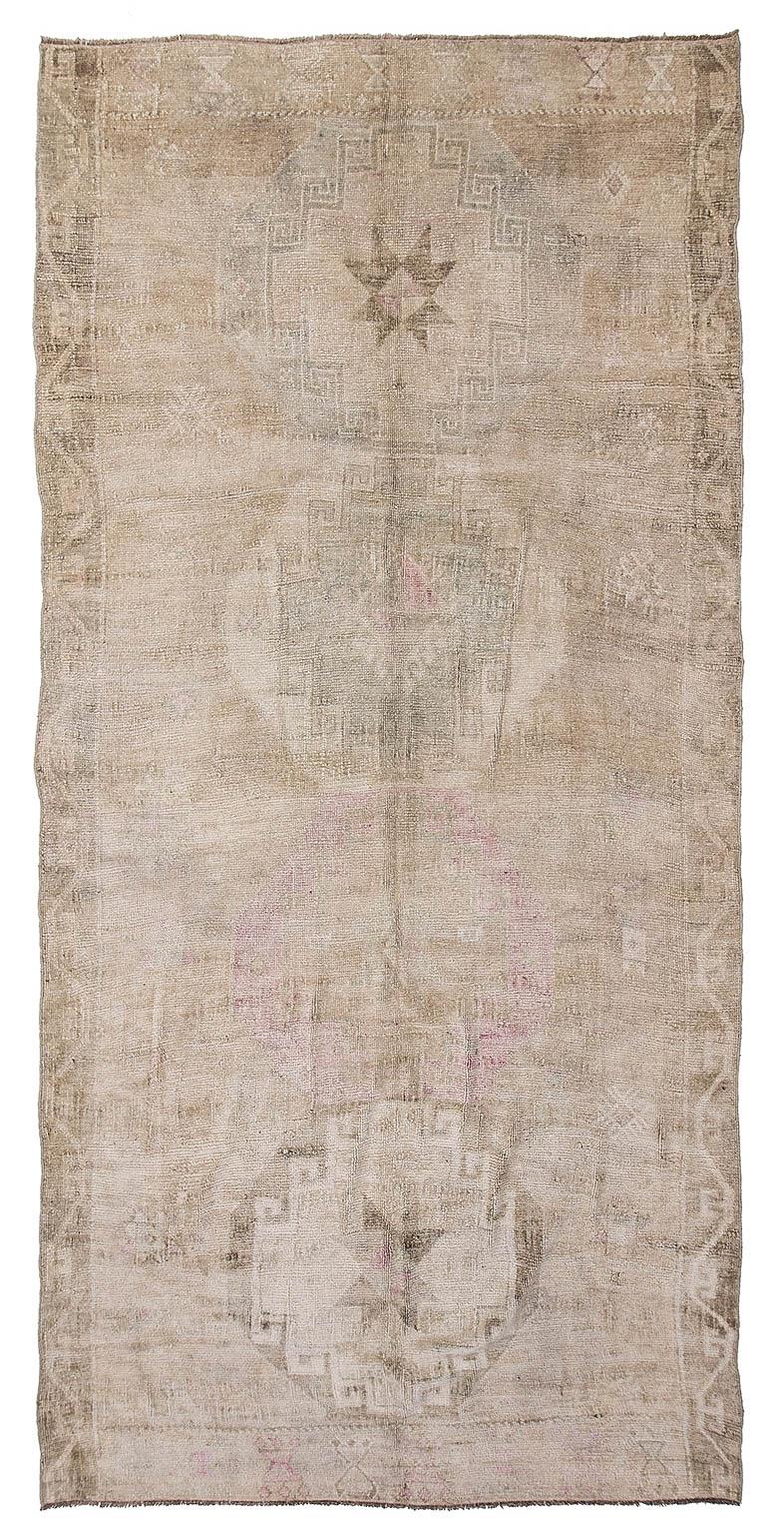 Turkish Vintage Washed Out Kars Wool Rug - 6`3'' x 12`4''