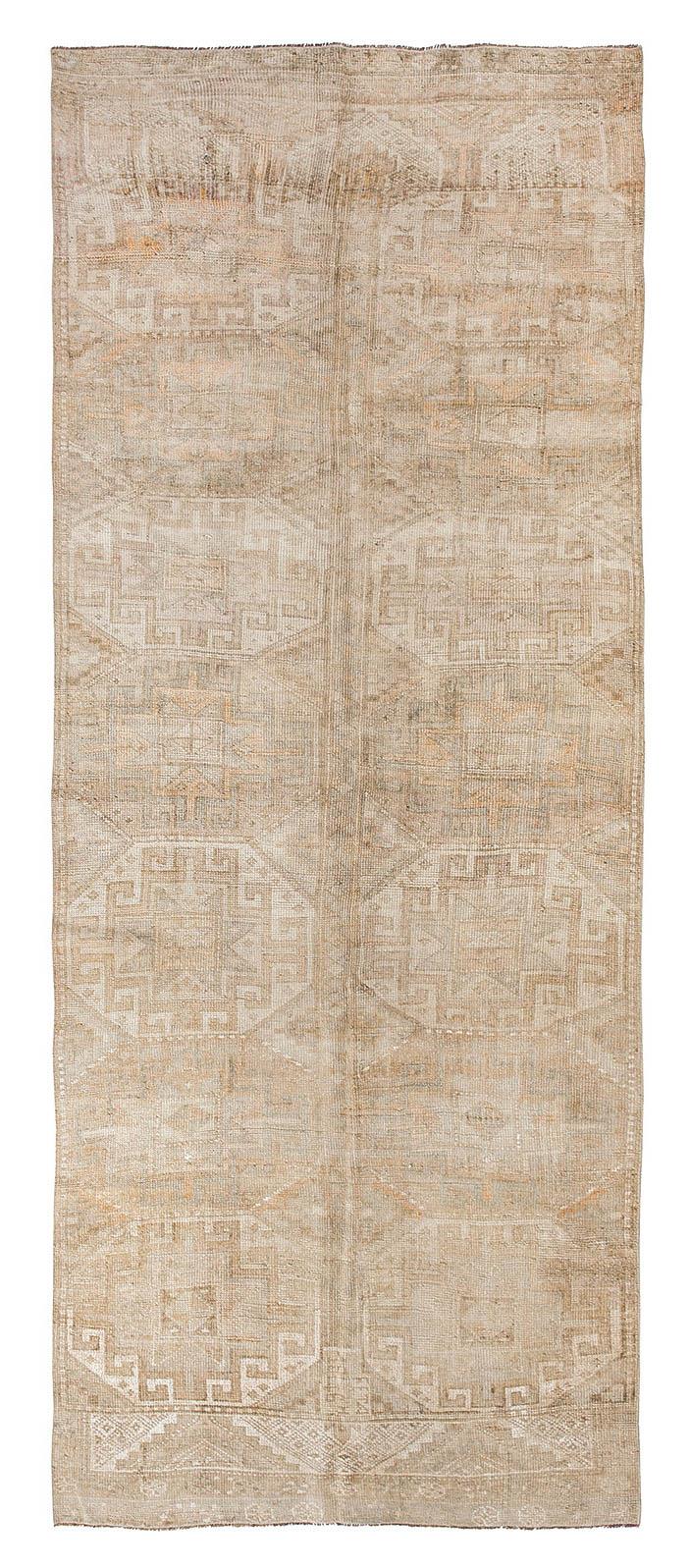 Turkish Washed Out Vintage Wool Rug - 4`2'' x 10`8''