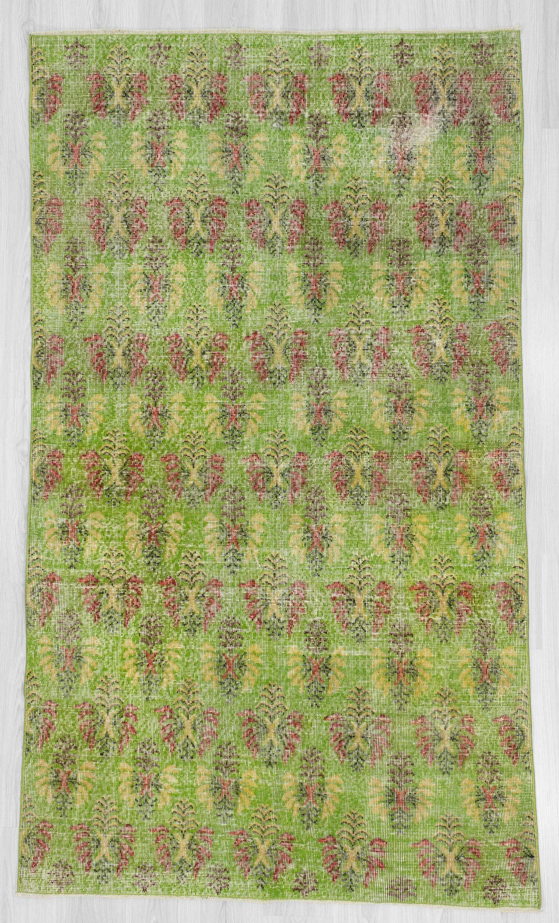 Unique green Turkish deco rug