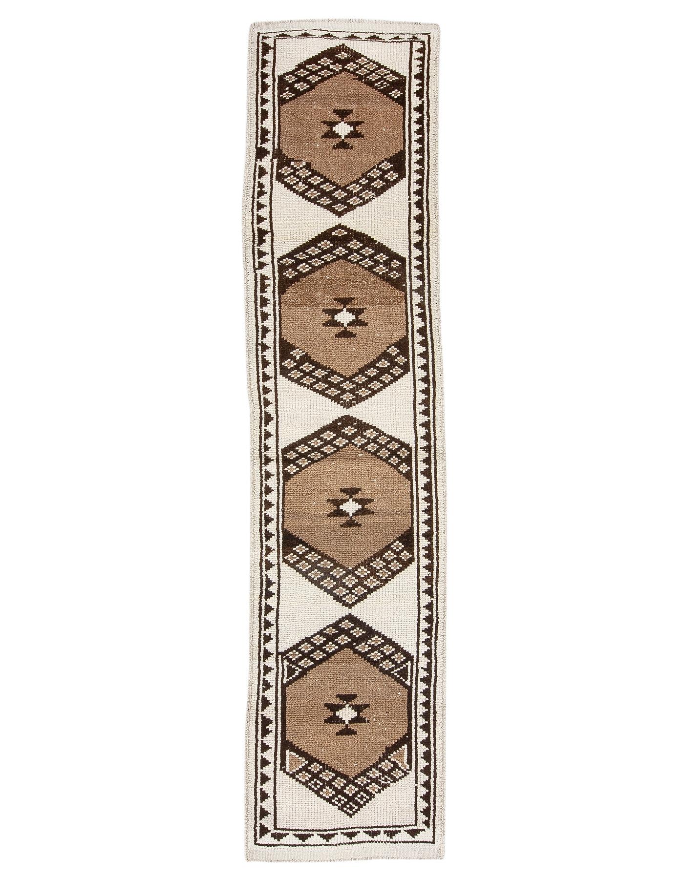 Unique Modern Vintage Brown & Cream Runner - 2`7'' x 11`1''