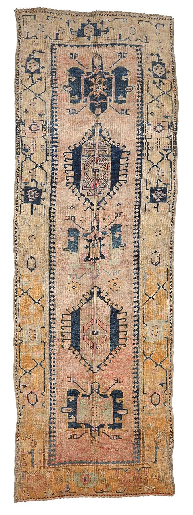 Unique Vintage Turkish Kars Rug - 5`7'' x 17`1''