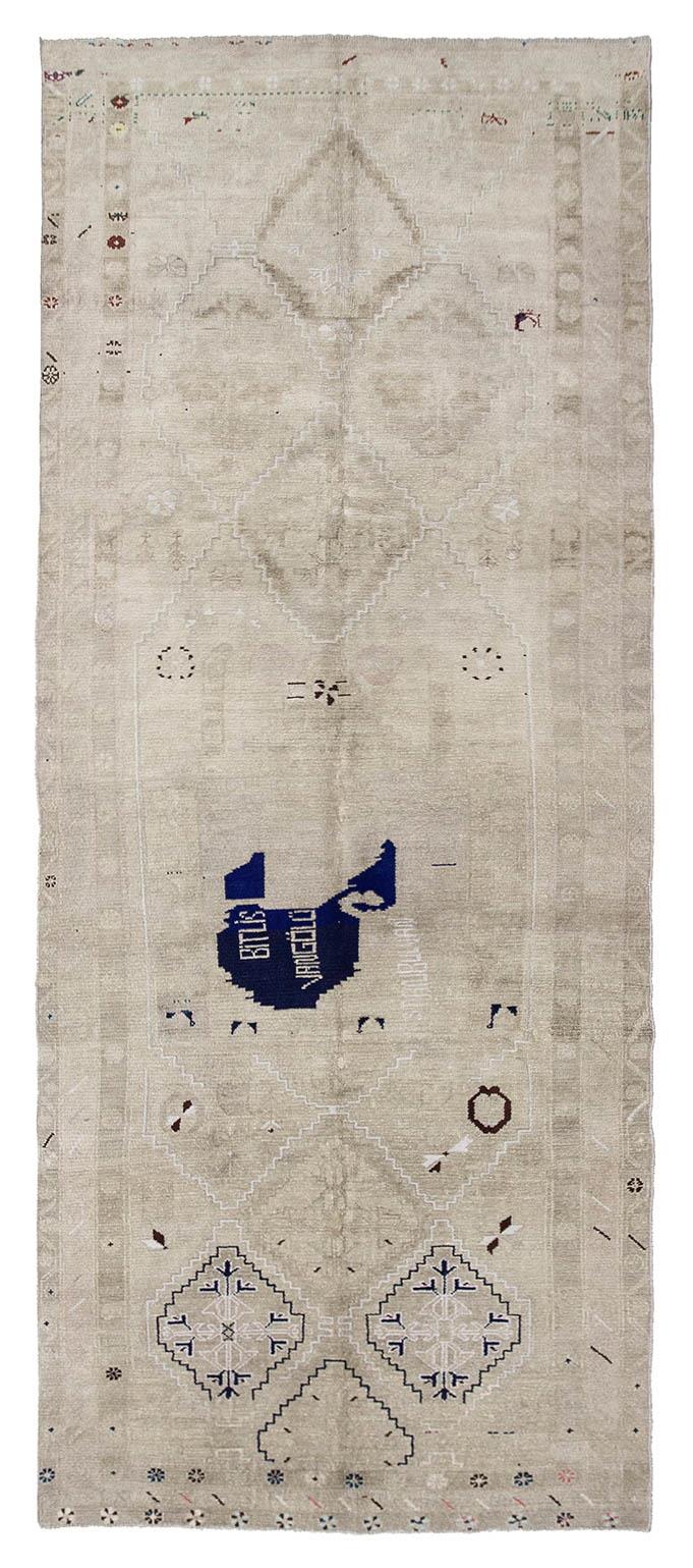 Unique Washed Out Vintage Turkish Kars Rug - 5`1'' x 12`6''