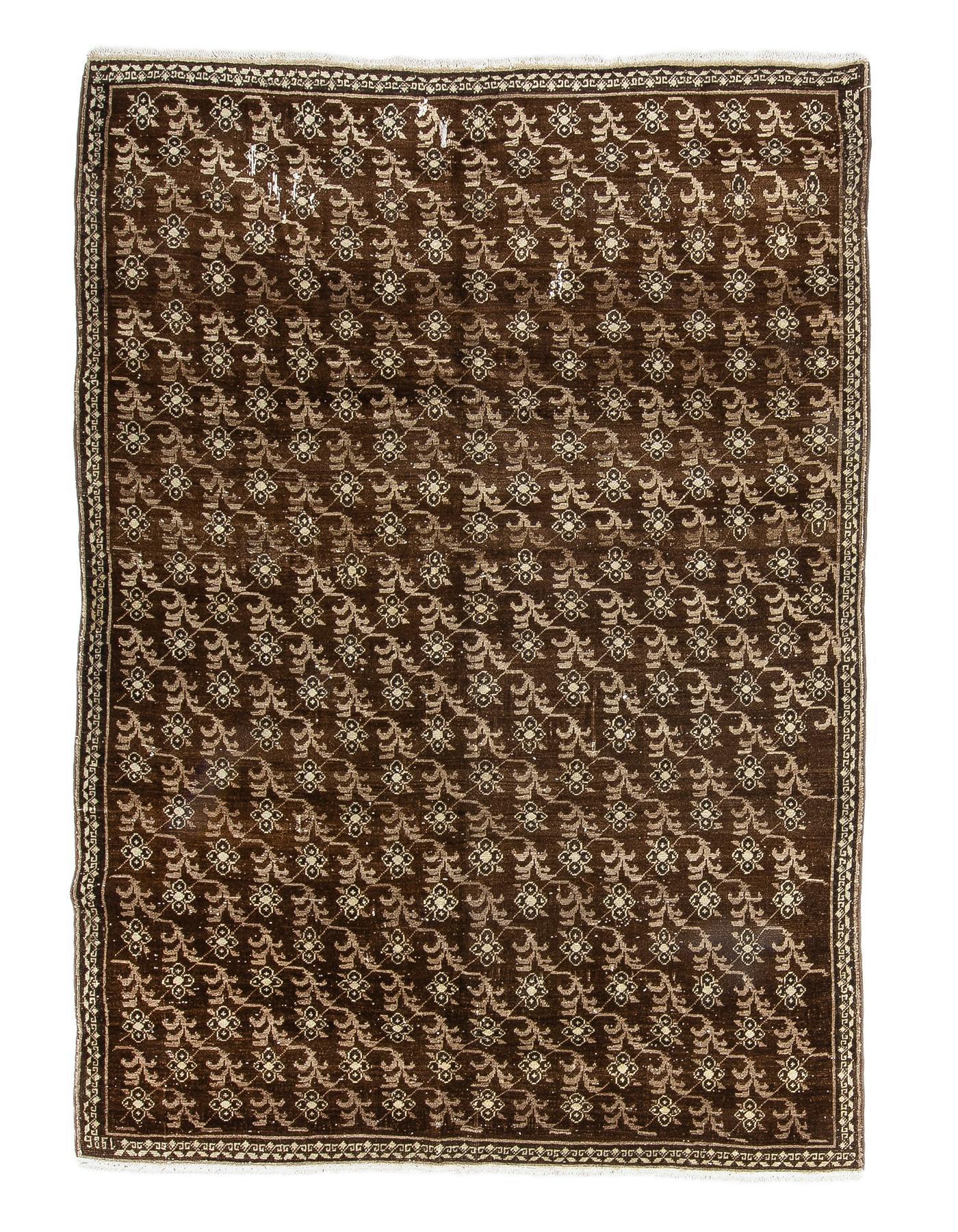 Vintage Brown Turkish Kars Rug - 6`2'' x 8`4''