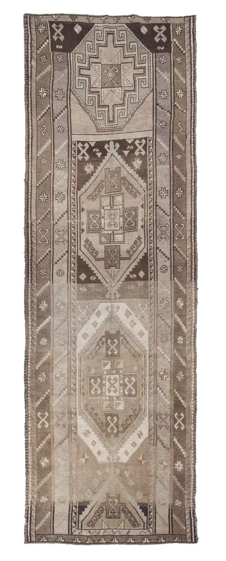 Vintage Brown Turkish Wool Kars Rug