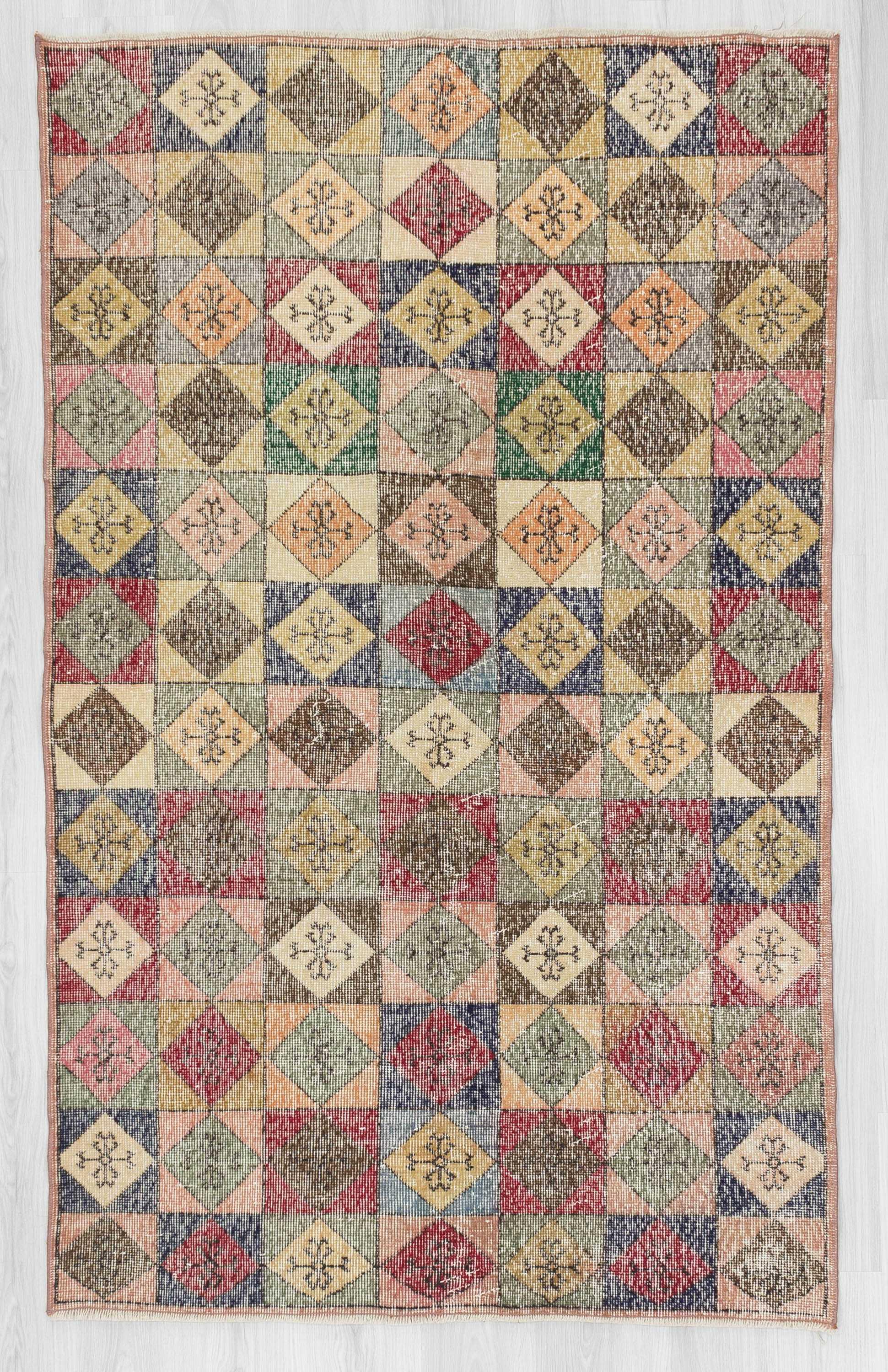 Vintage colorful Turkish deco rug