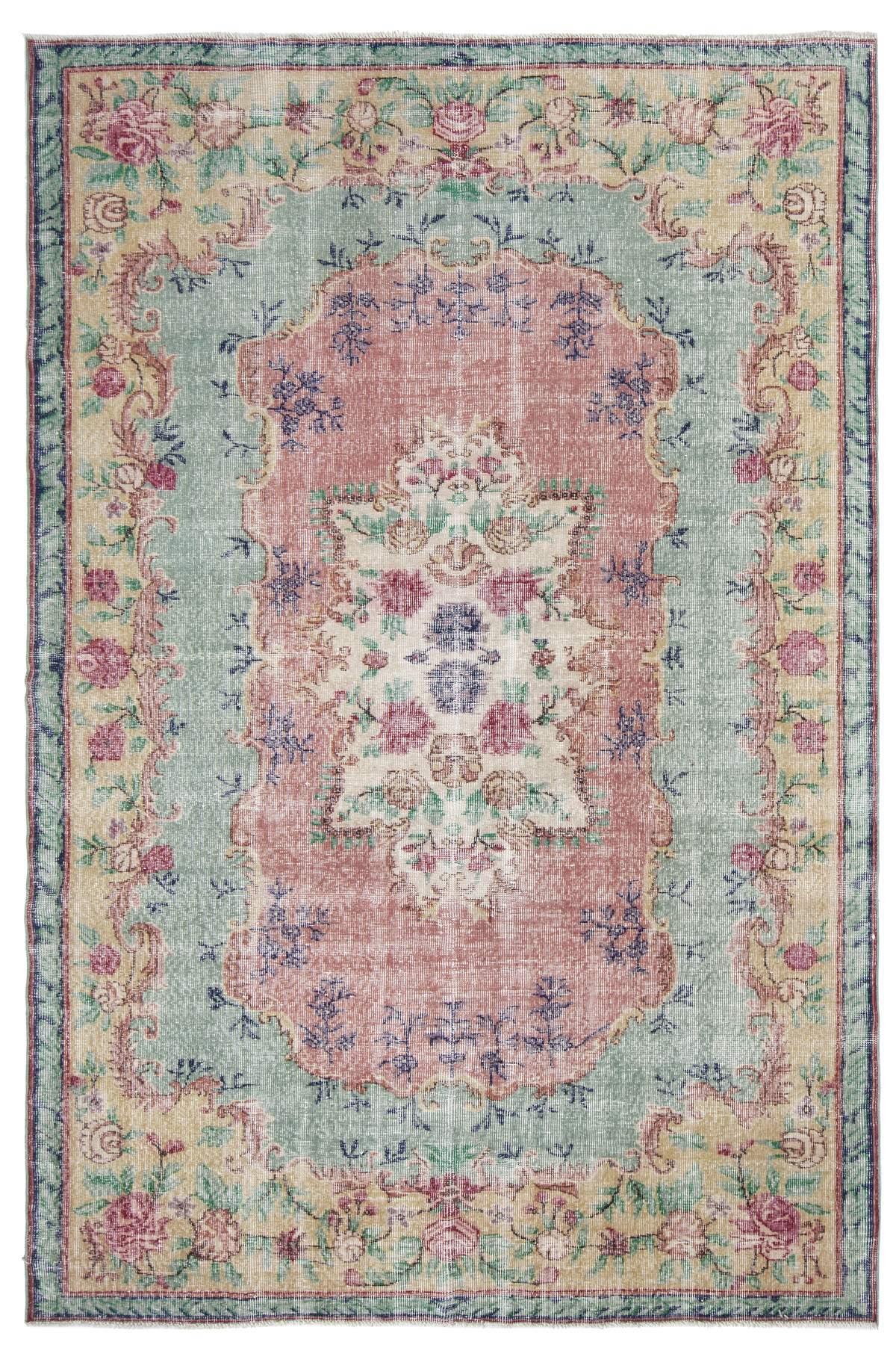 Vintage Deccorative Handknotted Oushak Rug
