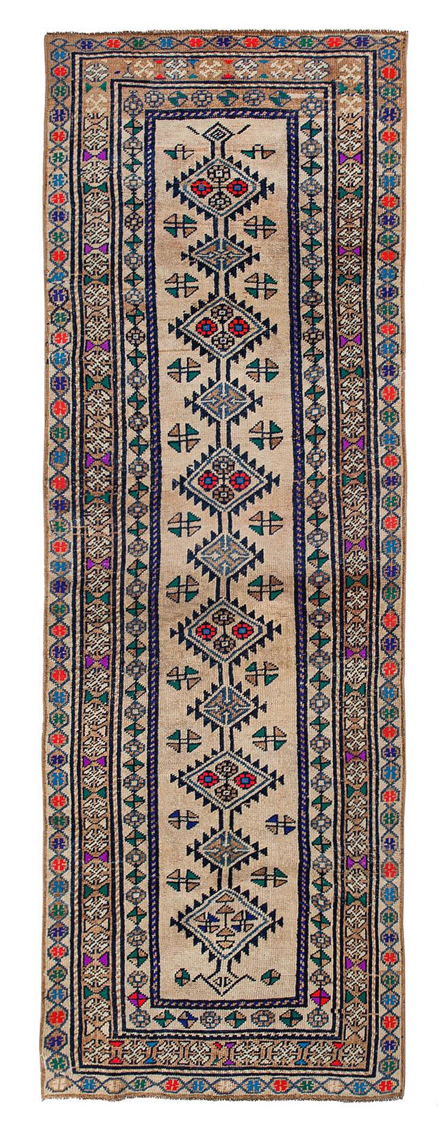 Vintage Decorative Herki Runner - 3`8'' x 11`1''