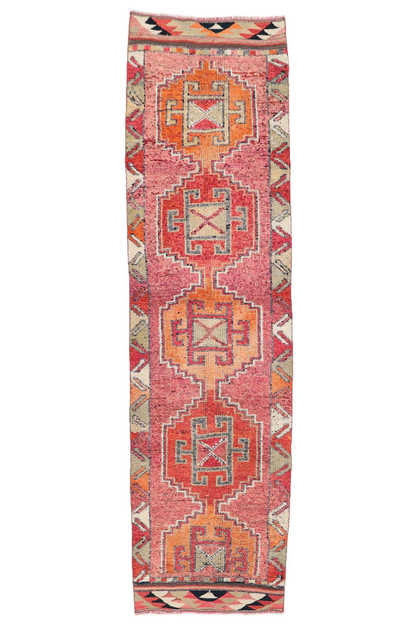 Vintage Decorative Herki Runner Rug - 3`1'' x 11`4''