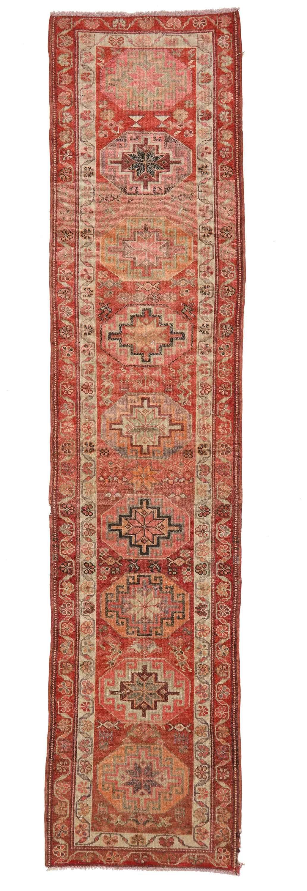 Vintage Decorative Herki Runner Rug - 2`10'' x 12`2''