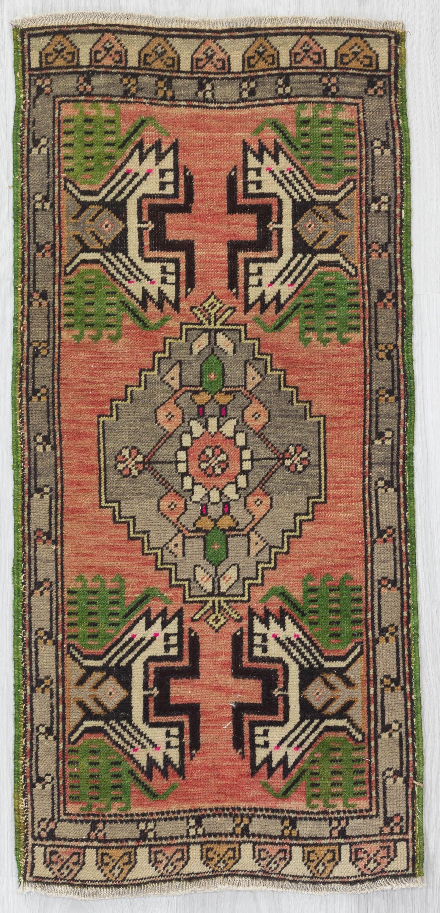 Vintage Decorative Mini Turkish Oushak Carpet
