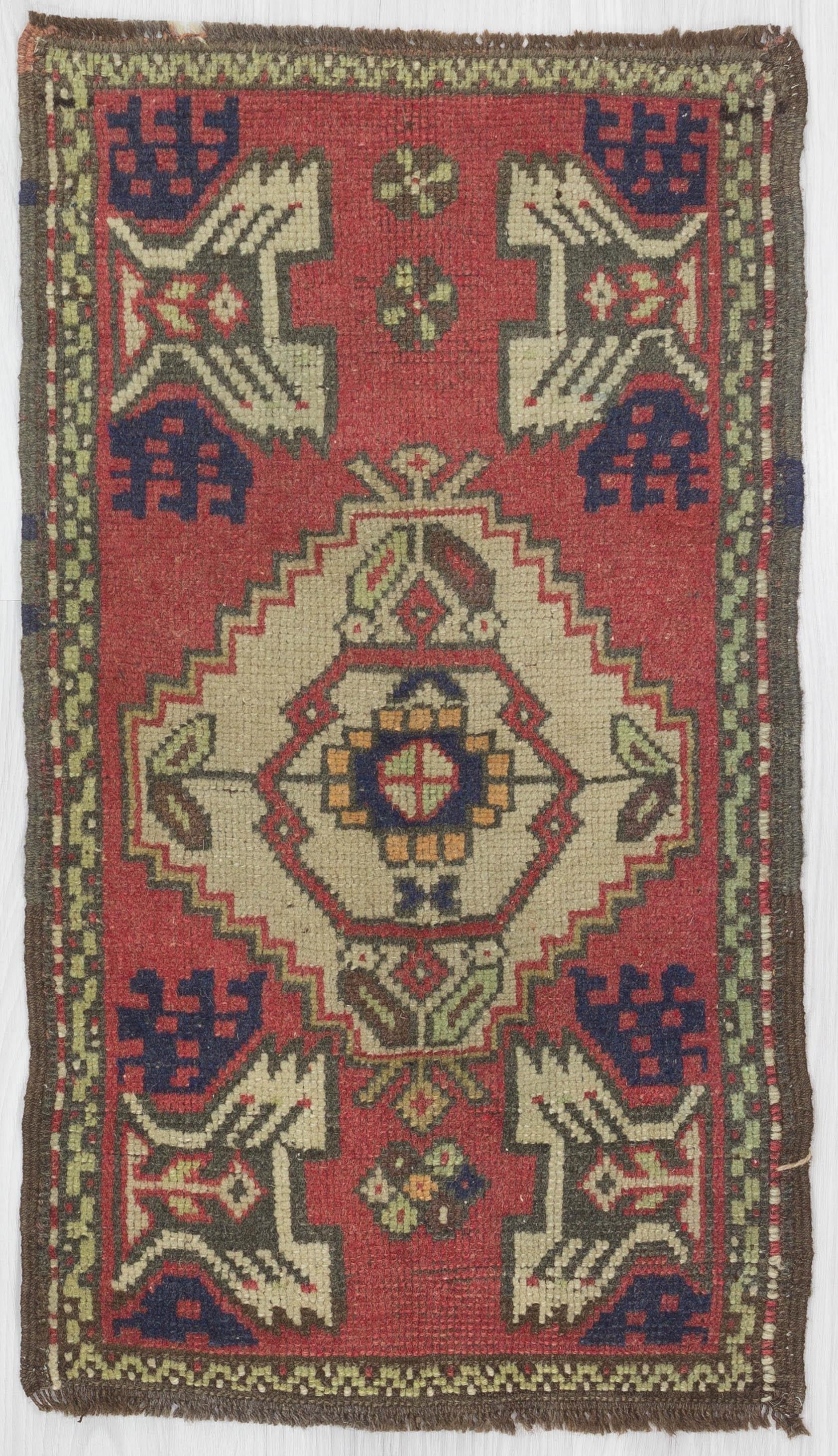 Vintage Decorative Mini Turkish Rug