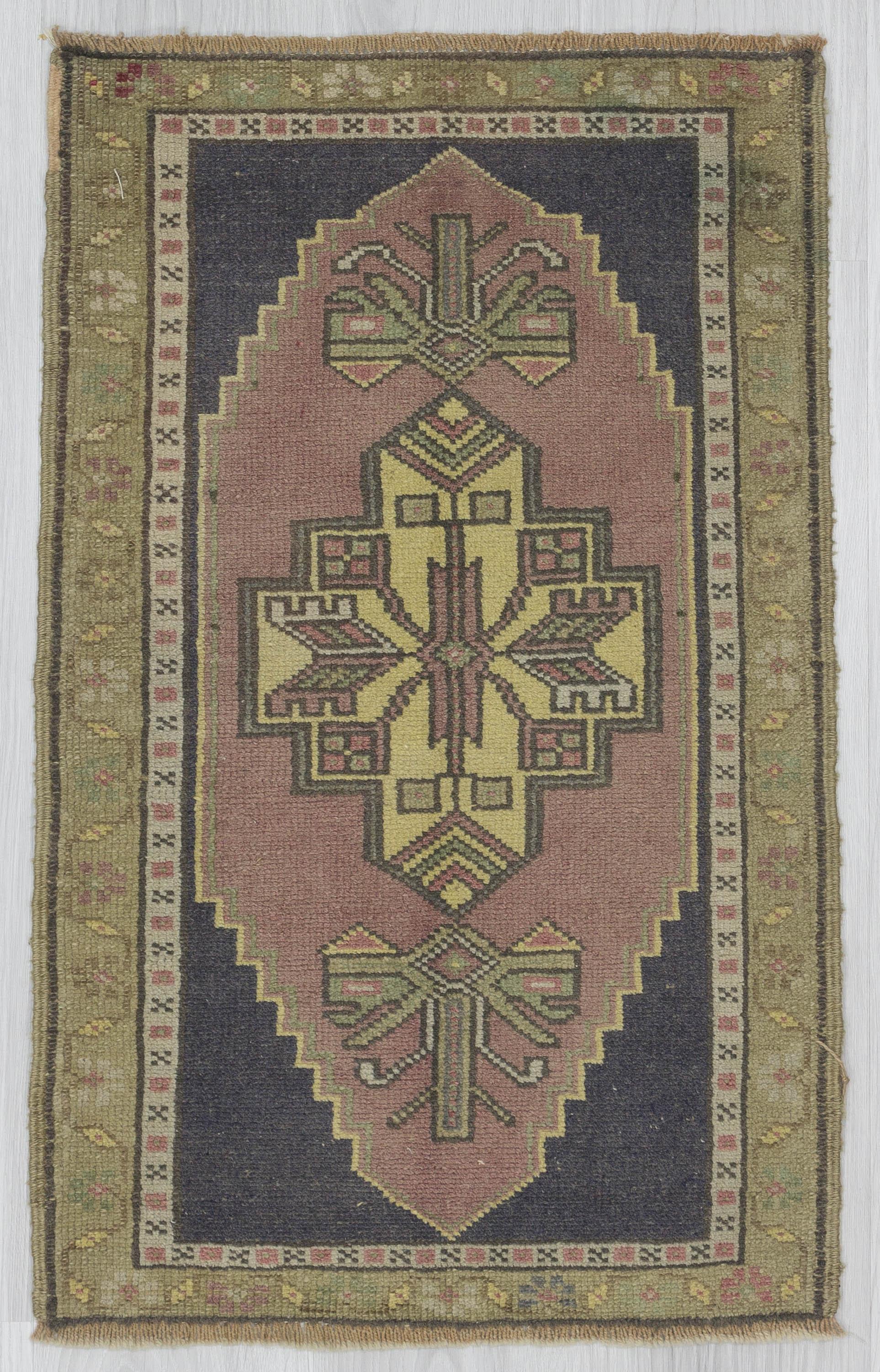 Vintage Decorative Mini Turkish Rug
