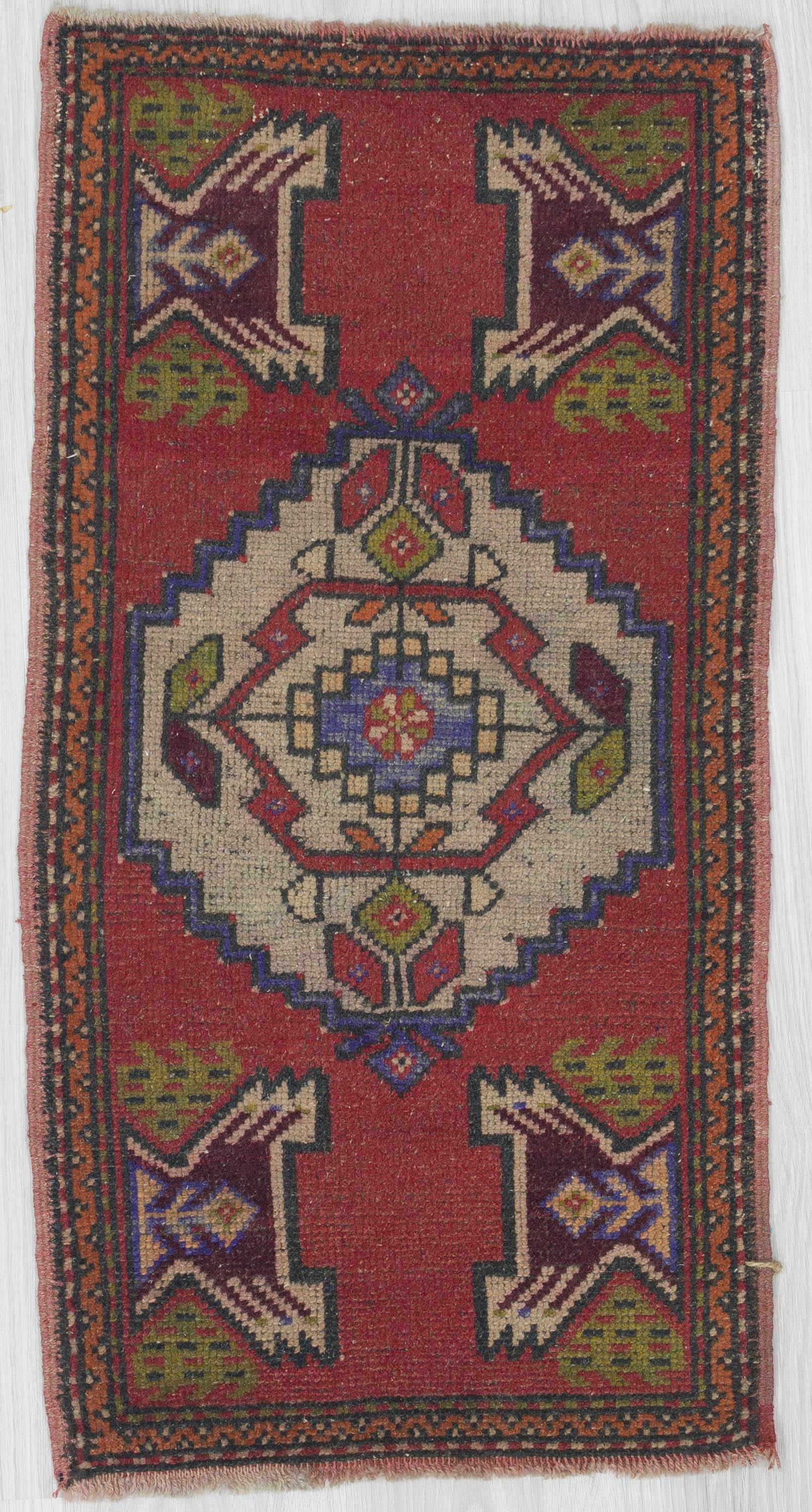Vintage Decorative Mini Turkish Rug