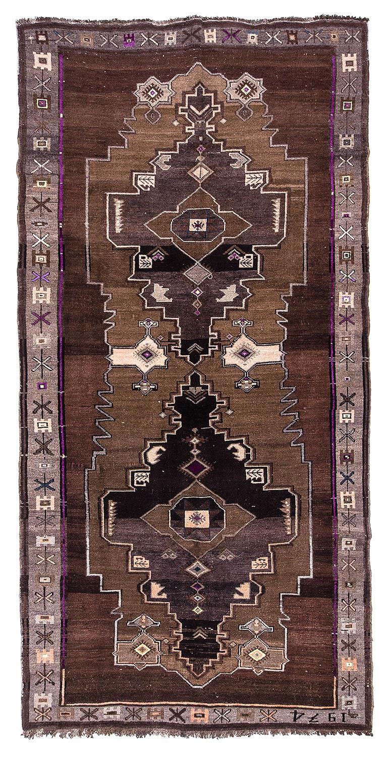 Vintage Decorative Turkish Kars Rug - 4`11'' x 11`8''