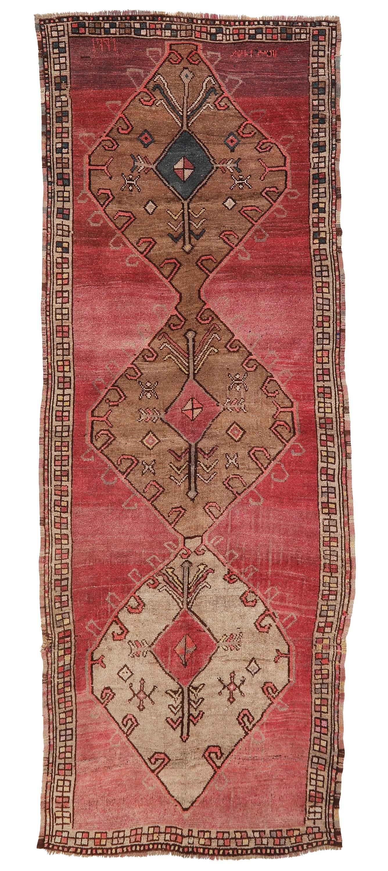 Vintage Decorative Turkish Kars Rug - 4`8'' x 11`6''