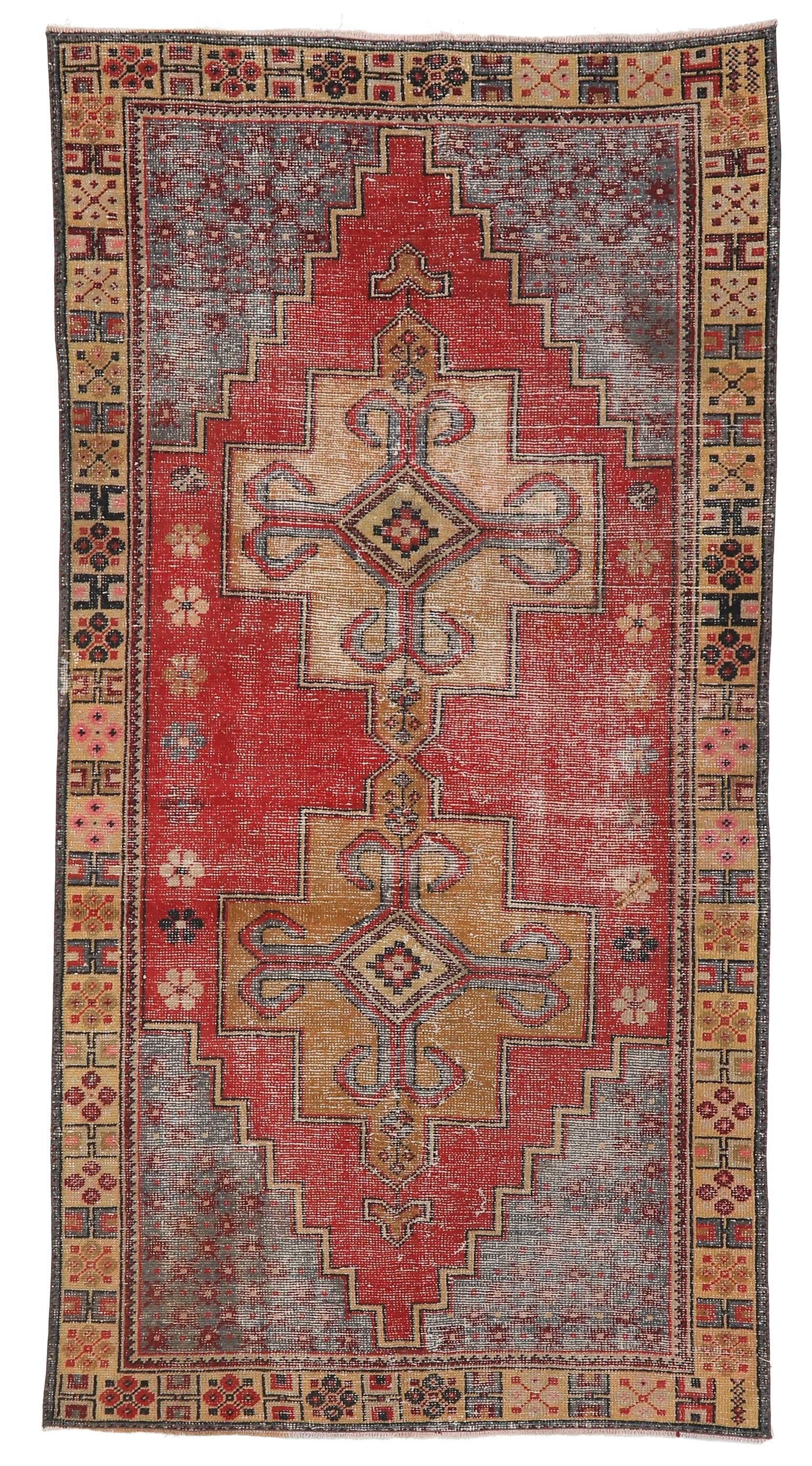 Vintage Decorative Turkish Konya Rug - 4`6'' x 8`5''
