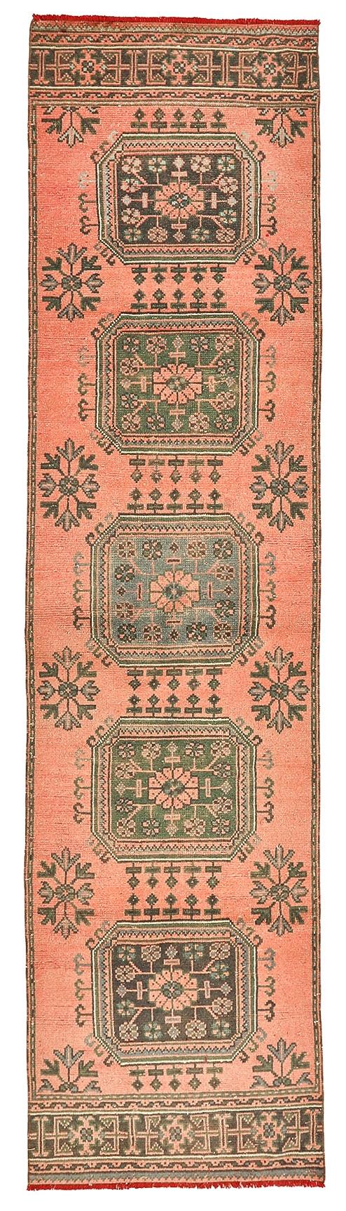 Vintage Decorative Turkish Oushak Runner - 2`11'' x 11`9''