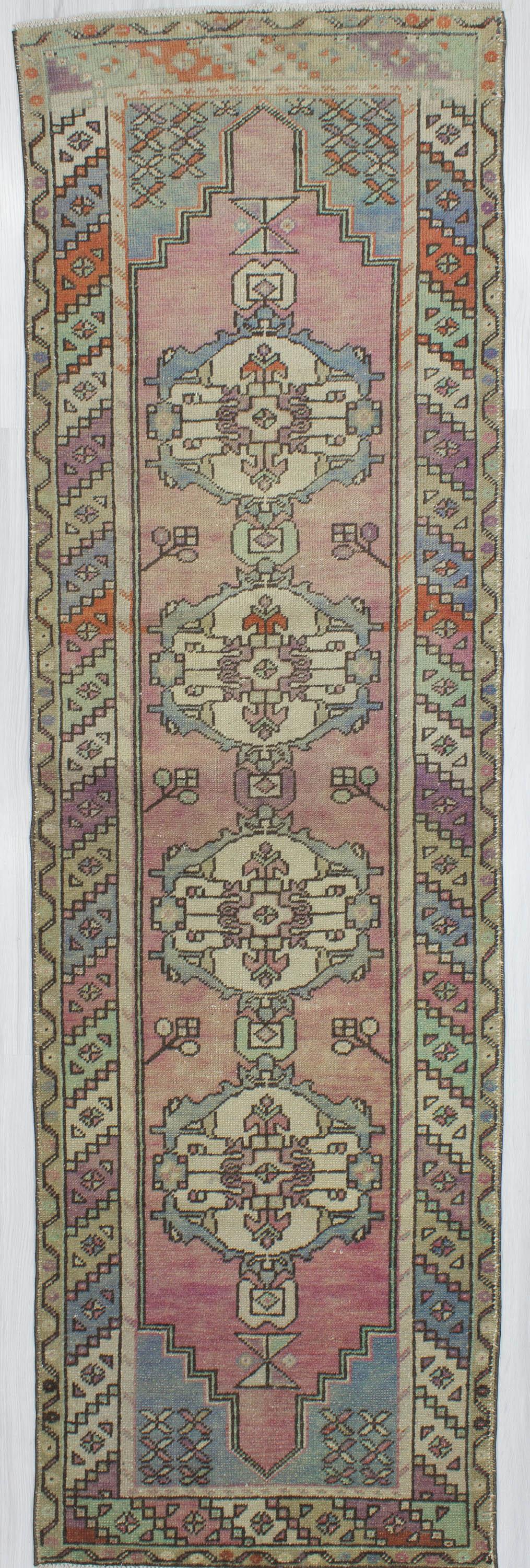 Vintage Decorative Turkish Runner Rug